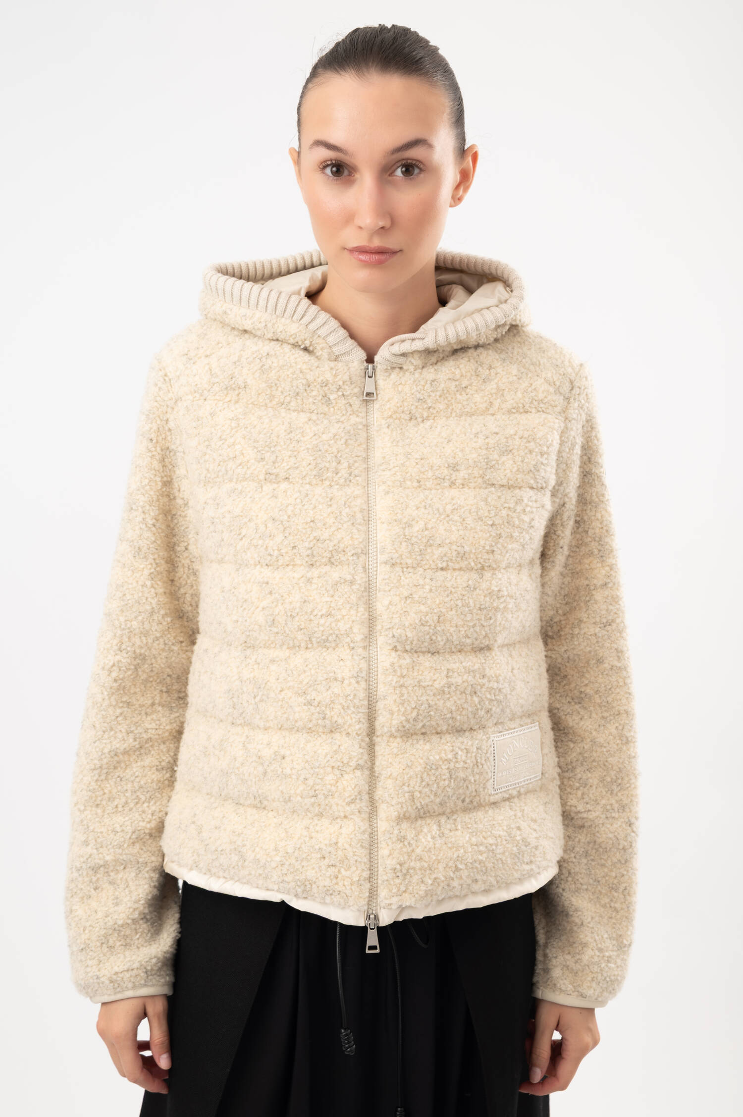 Gesteppte-Teddyjacke in Beige meliert