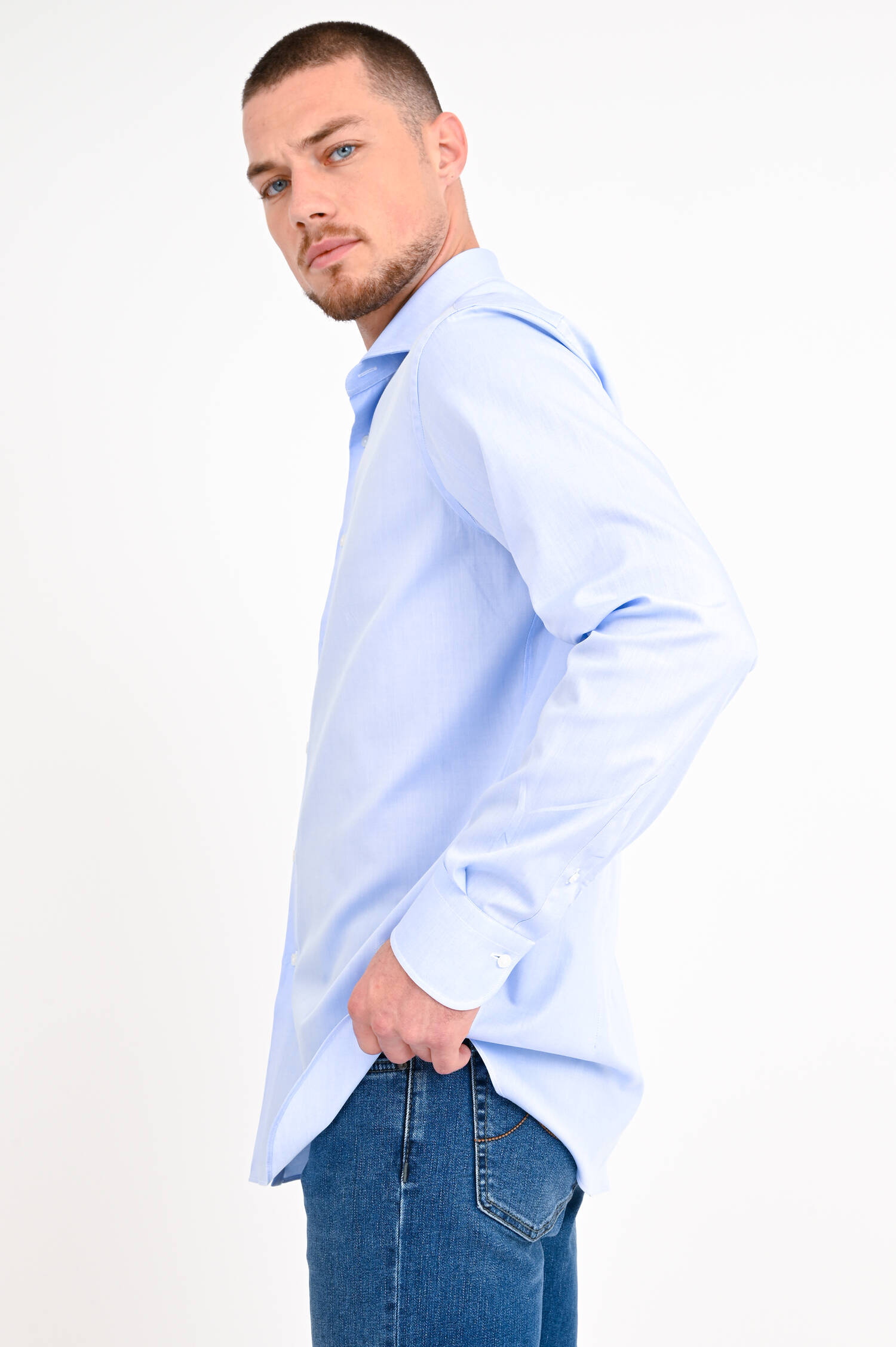 Twill-Hemd in Himmelblau