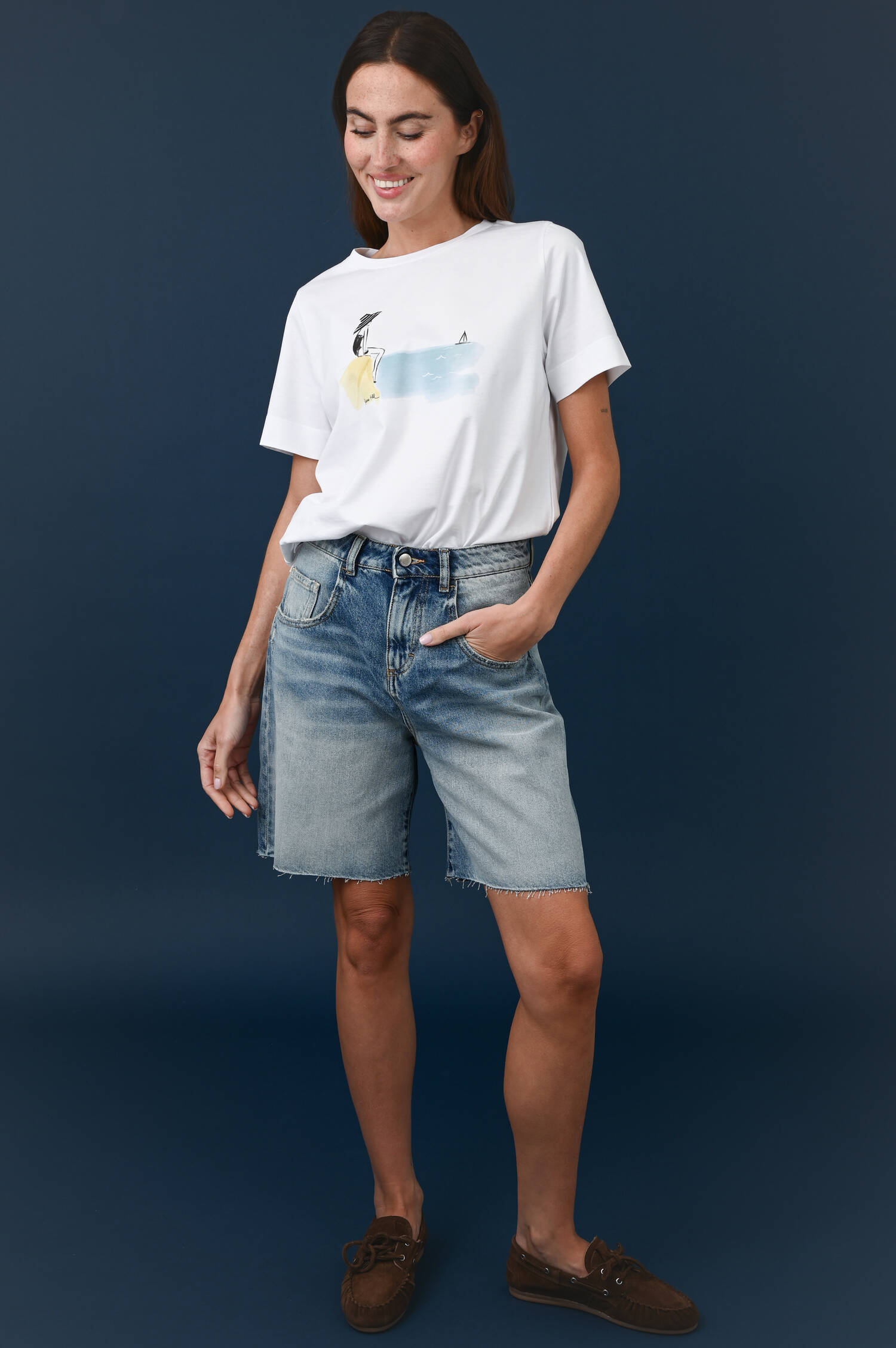 Denim Bermudashorts LEA in Smoke Blue