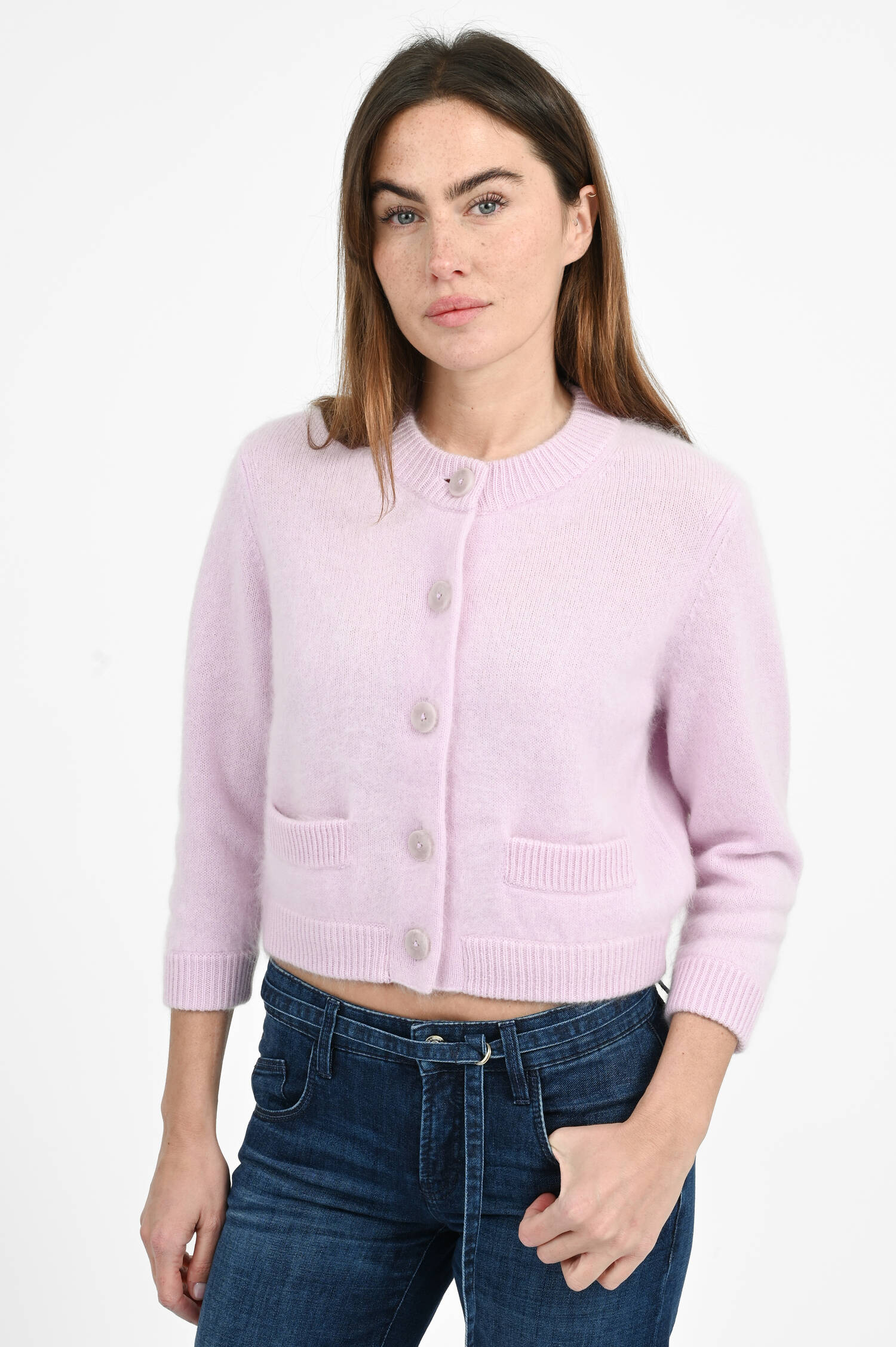 Strickjacke aus Woll-Cashmere-Mix in Orchidee