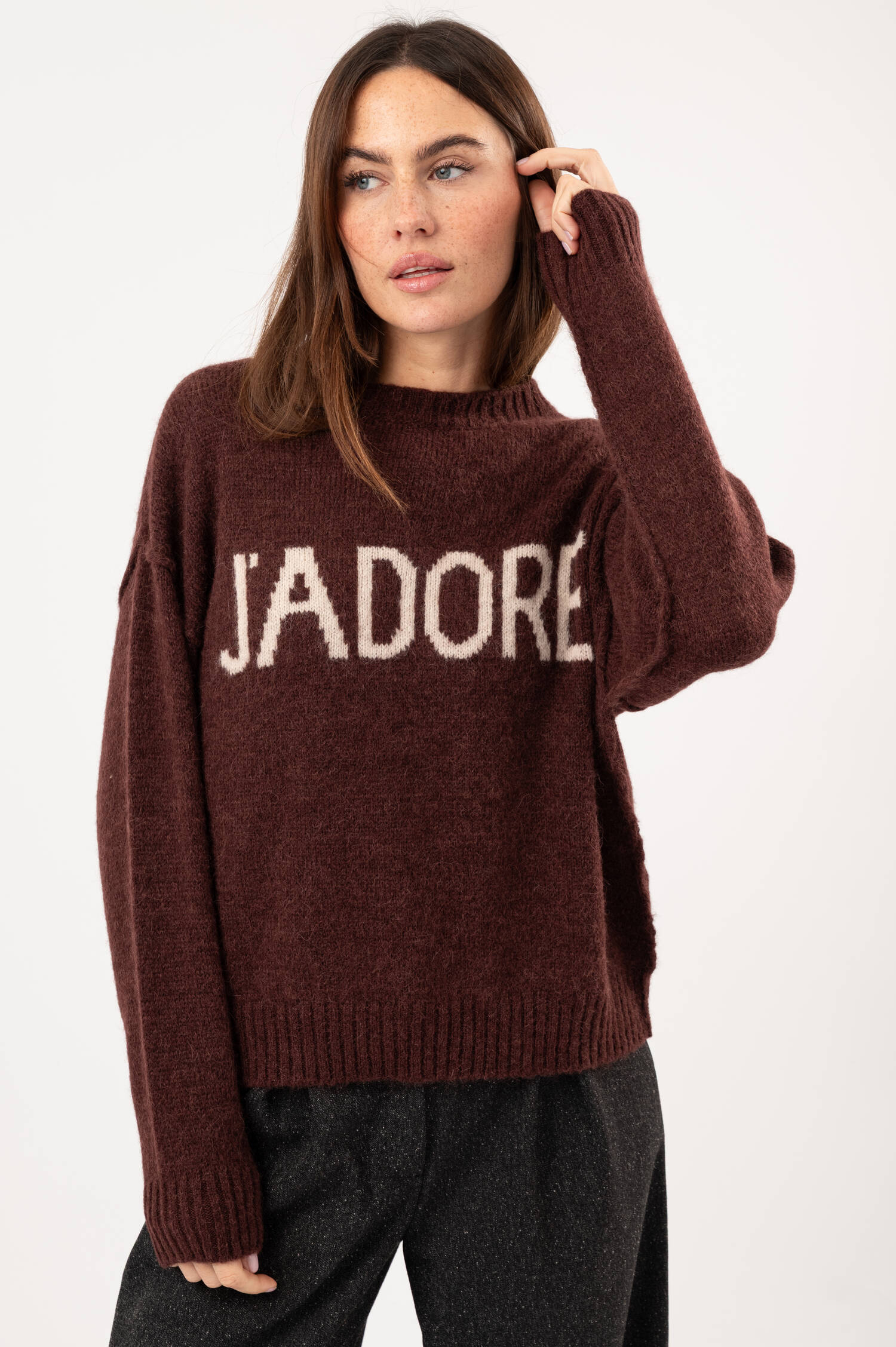 Pullover aus Alpaka-Mix in Bordeaux Pullover aus Alpaka-Mix in Bordeaux