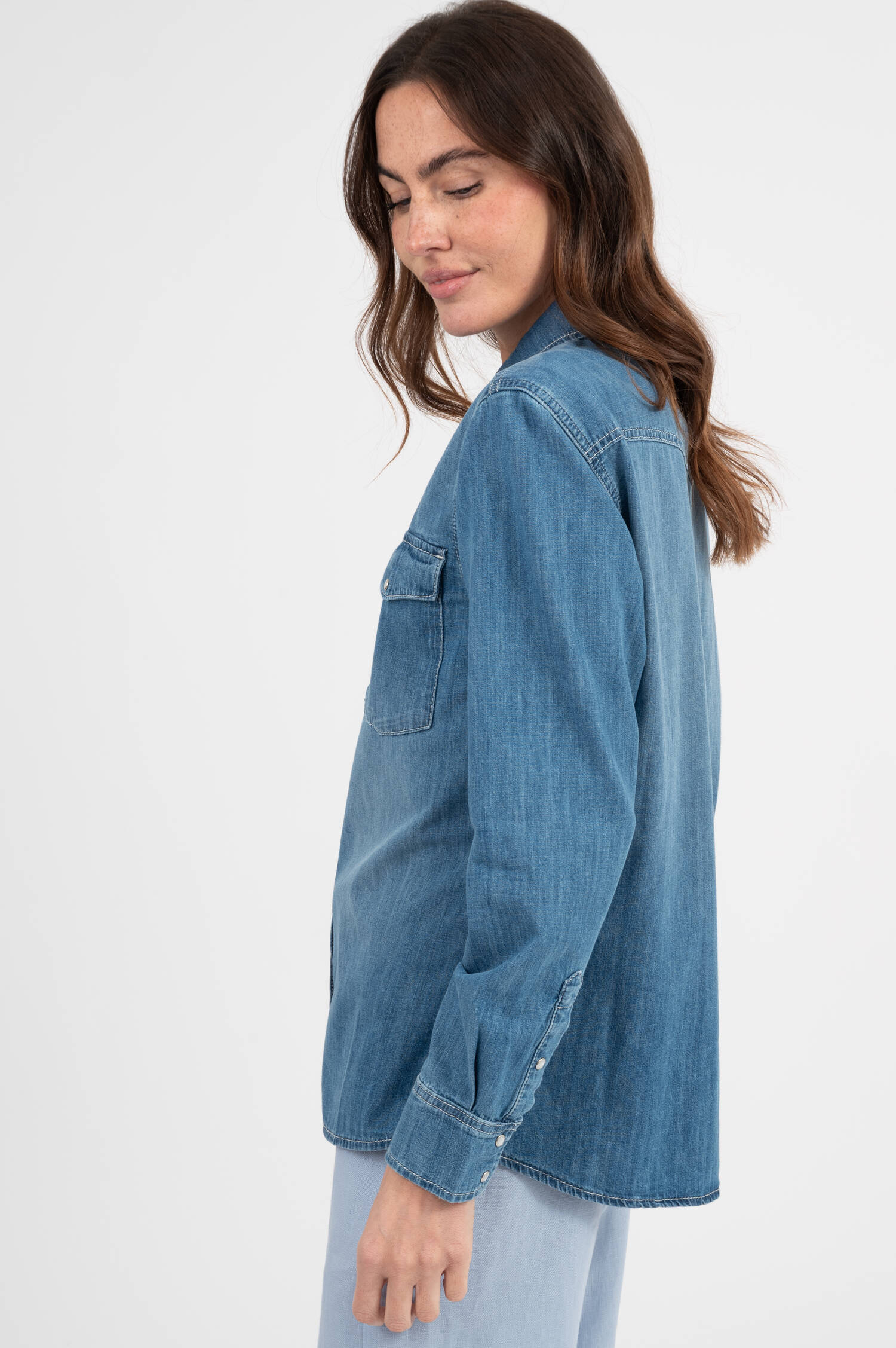 Jeansbluse in Mittelblau