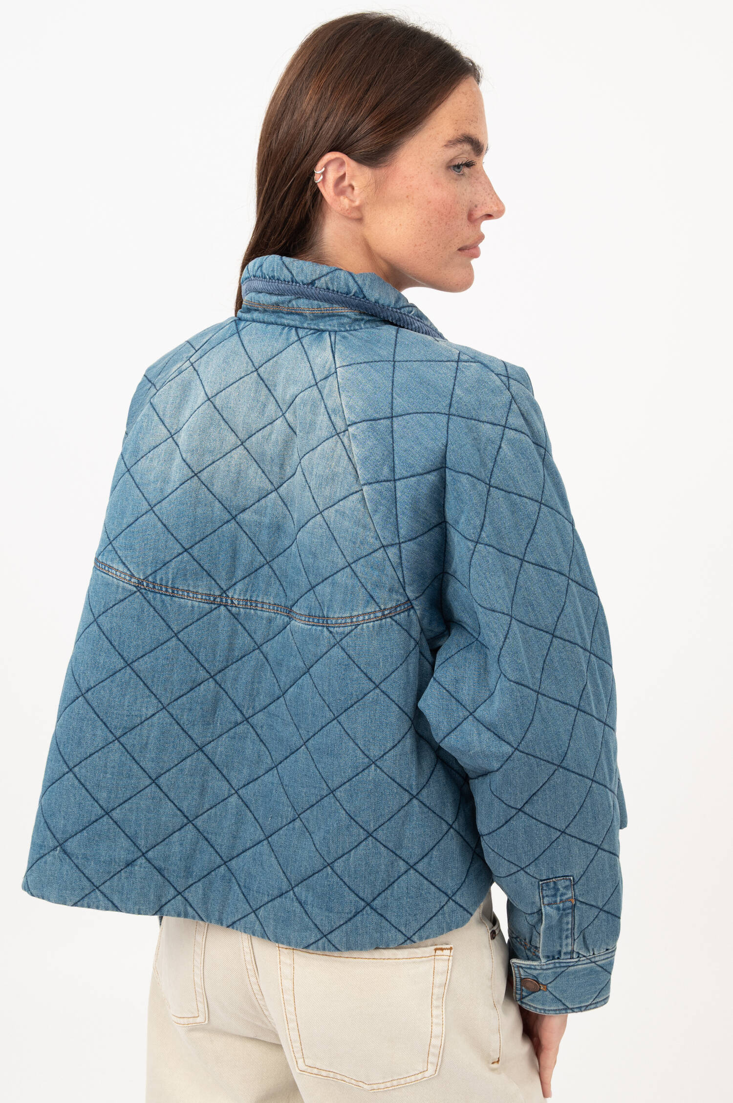 Cropped-Denim-Steppjacke in Blau Cropped-Denim-Steppjacke in Blau