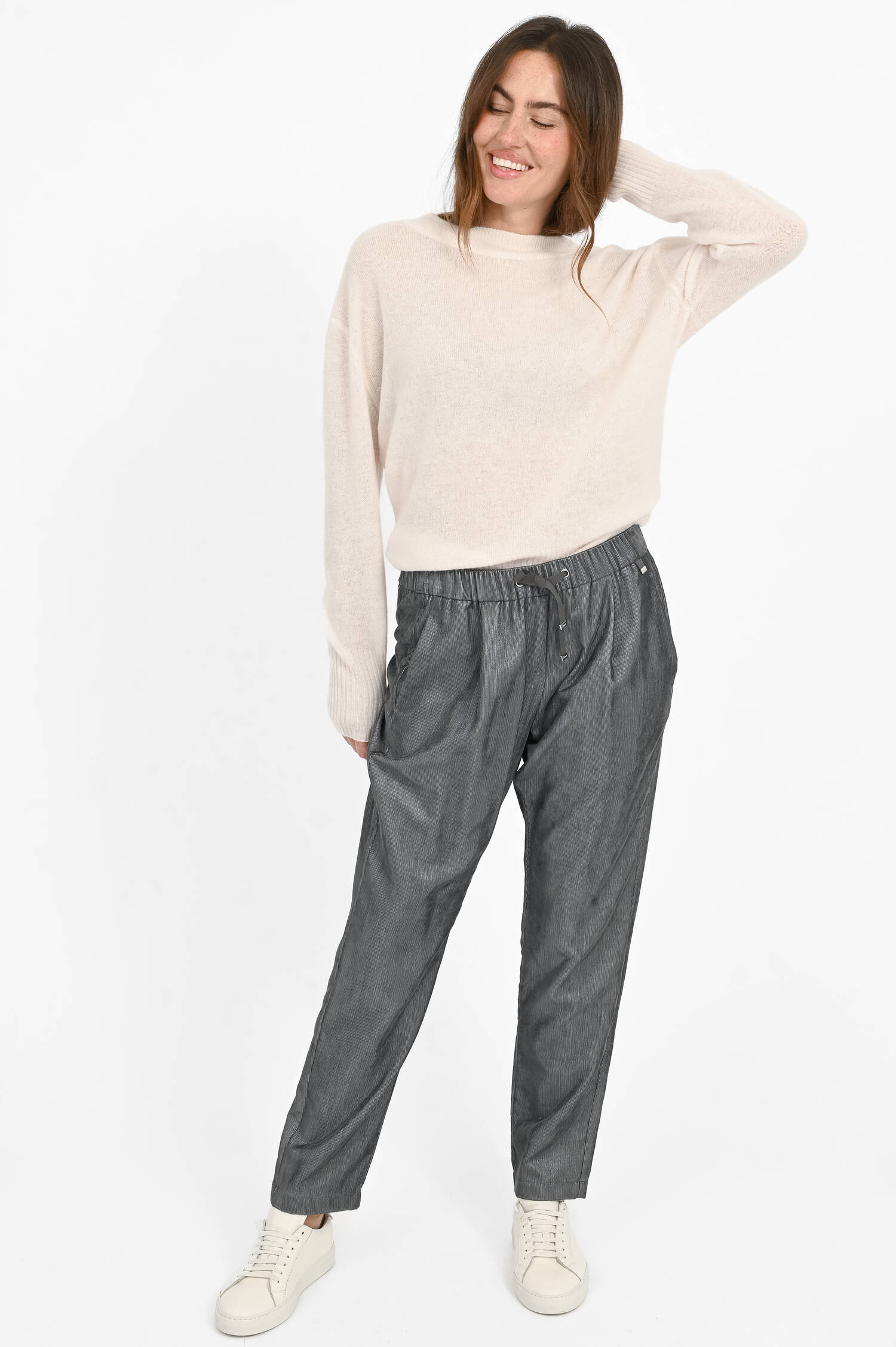 Strickpullover aus reinem Cashmere in Creme Strickpullover aus reinem Cashmere in Creme