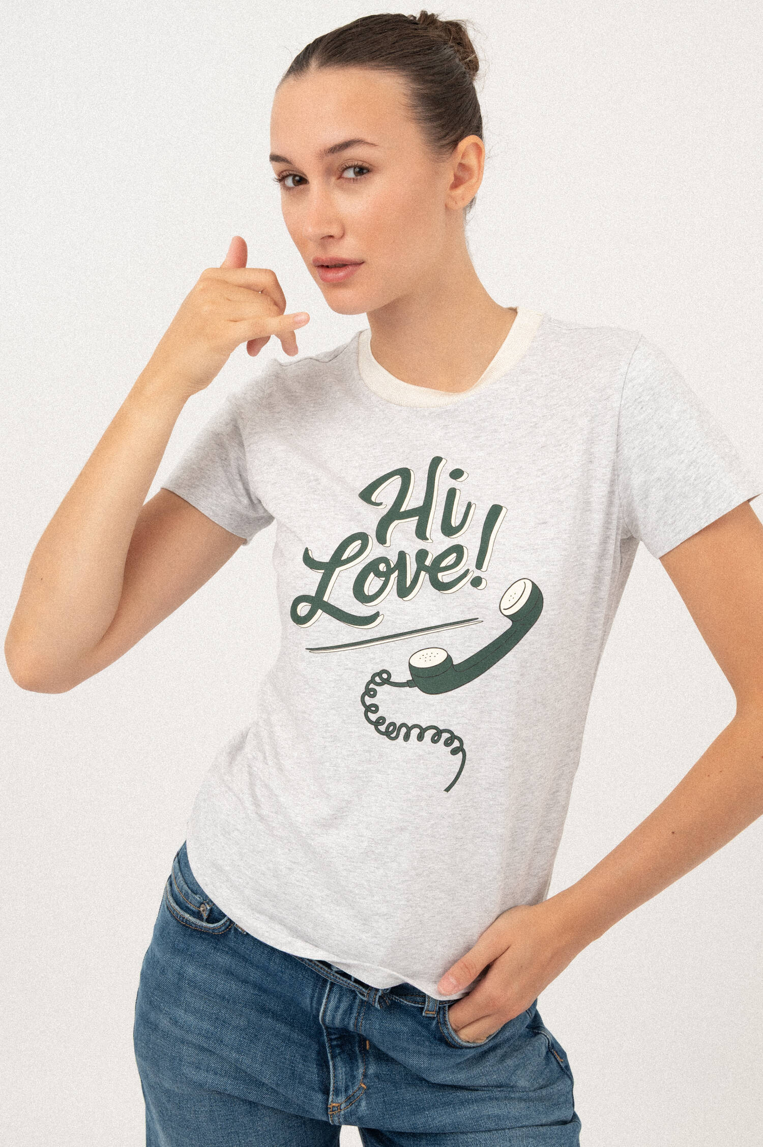 T-Shirt HI LOVE in Grau meliert T-Shirt HI LOVE in Grau meliert