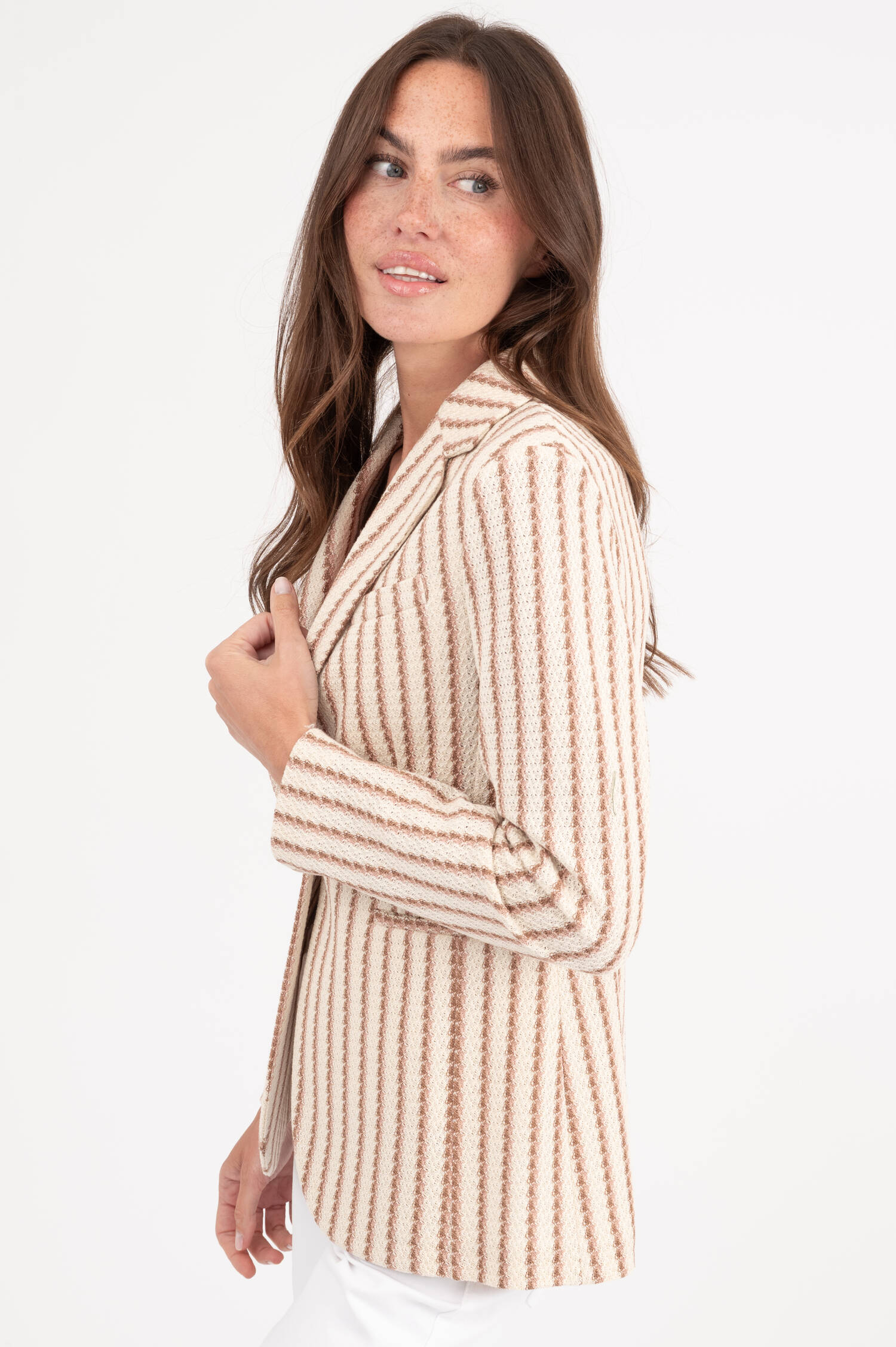Slim Fit Blazer in Natur gestreift Slim Fit Blazer in Natur gestreift