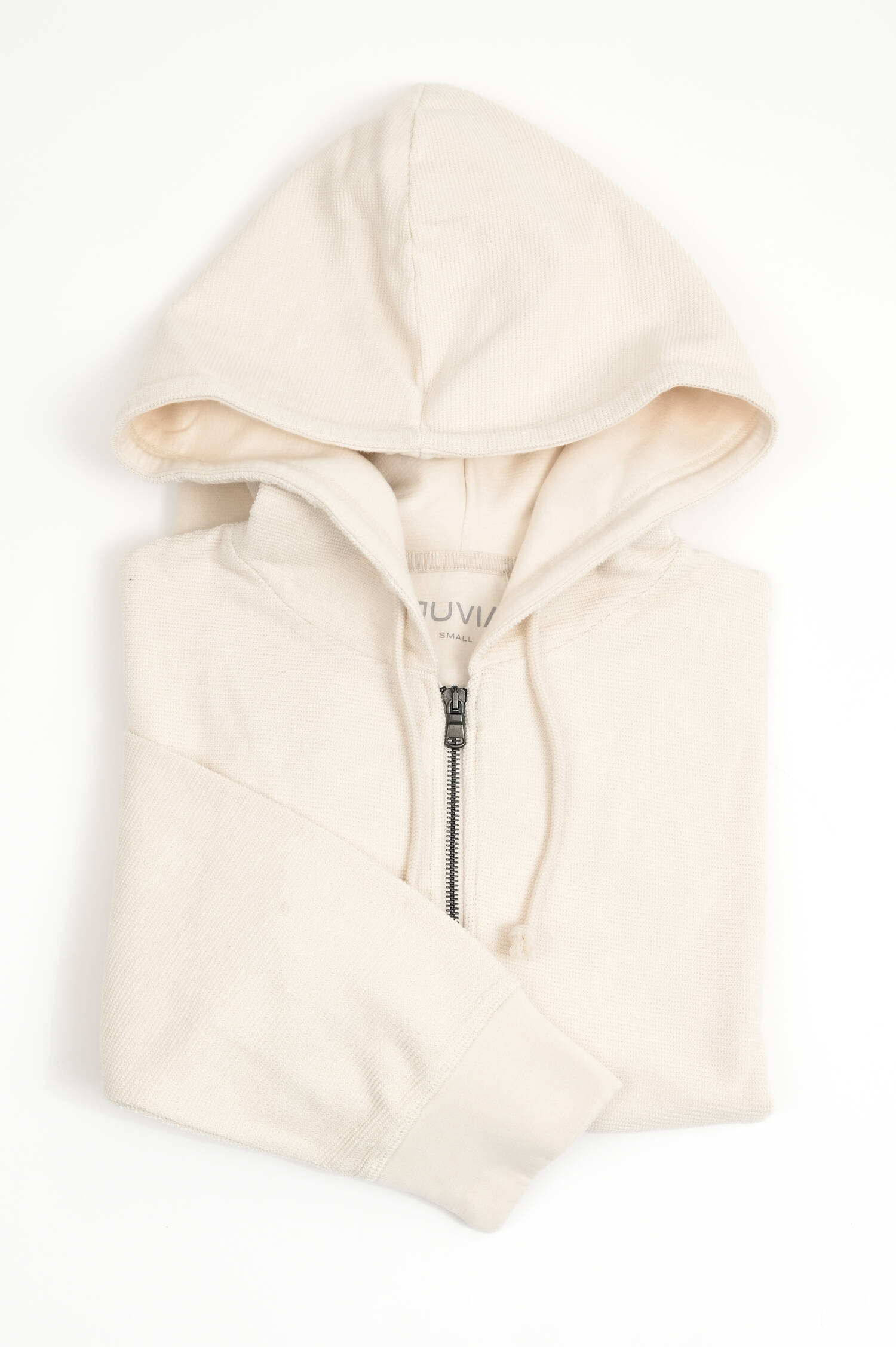 Curly-Sweatshirtjacke in Creme