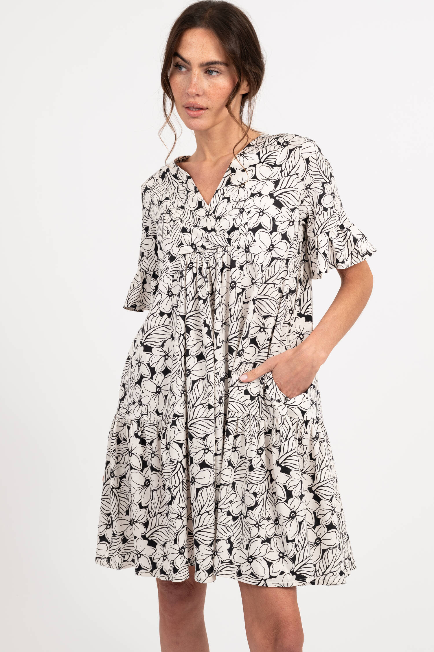 Jersey Kleid FUOCO in Weiß/Schwarz