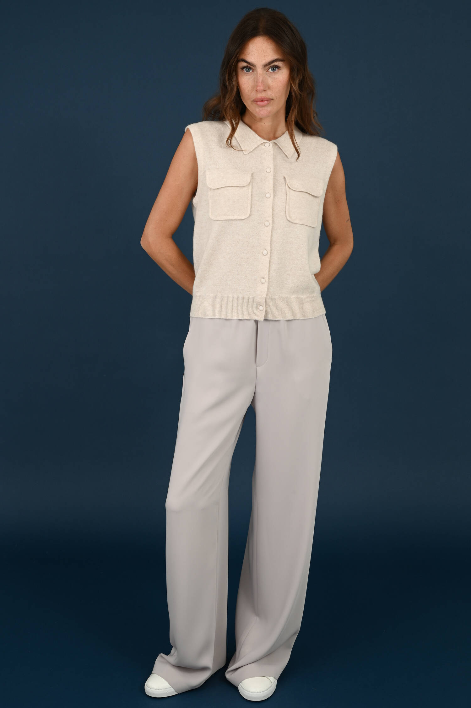 Cashmere Strickweste in Light Beige Melange Cashmere Strickweste in Light Beige Melange