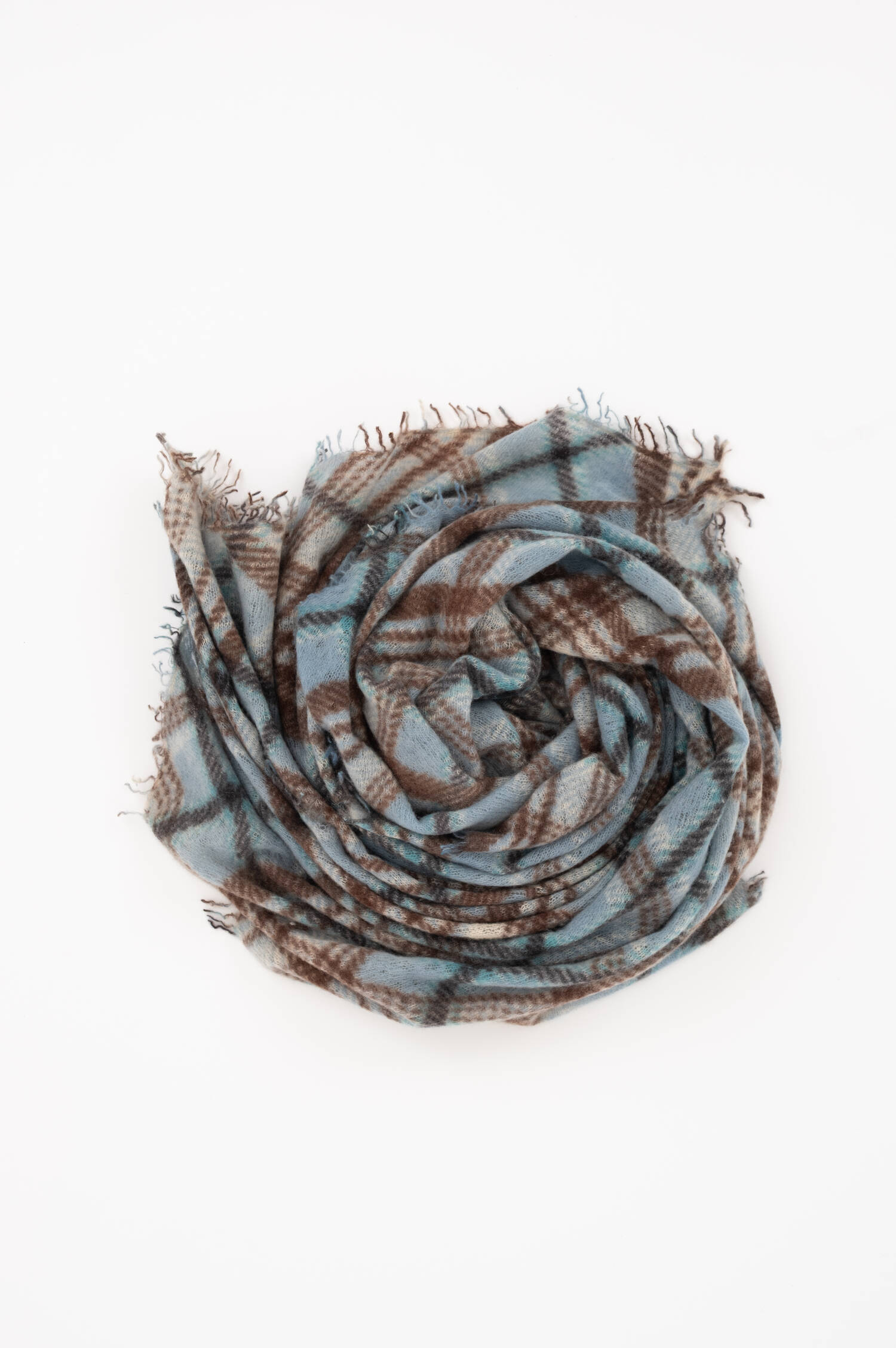 Cashmere Schal CHECK POINT in Hellblau/Braun Cashmere Schal CHECK POINT in Hellblau/Braun