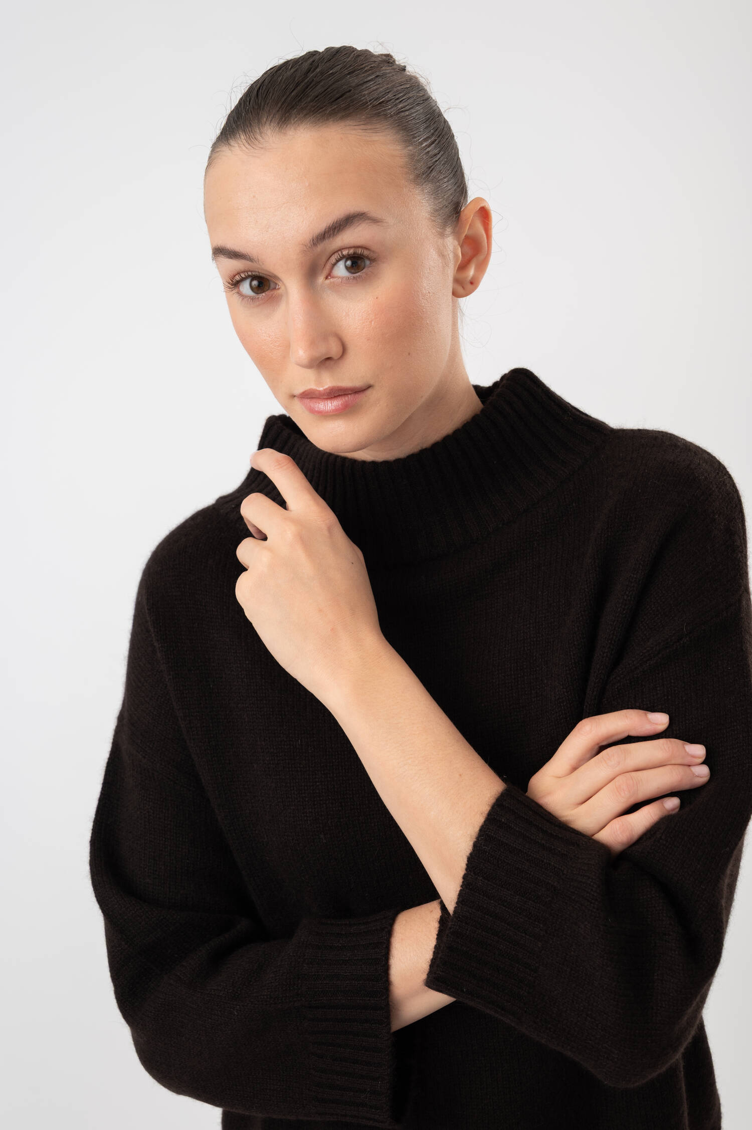 Cashmere-Pullover in Dunkelbraun