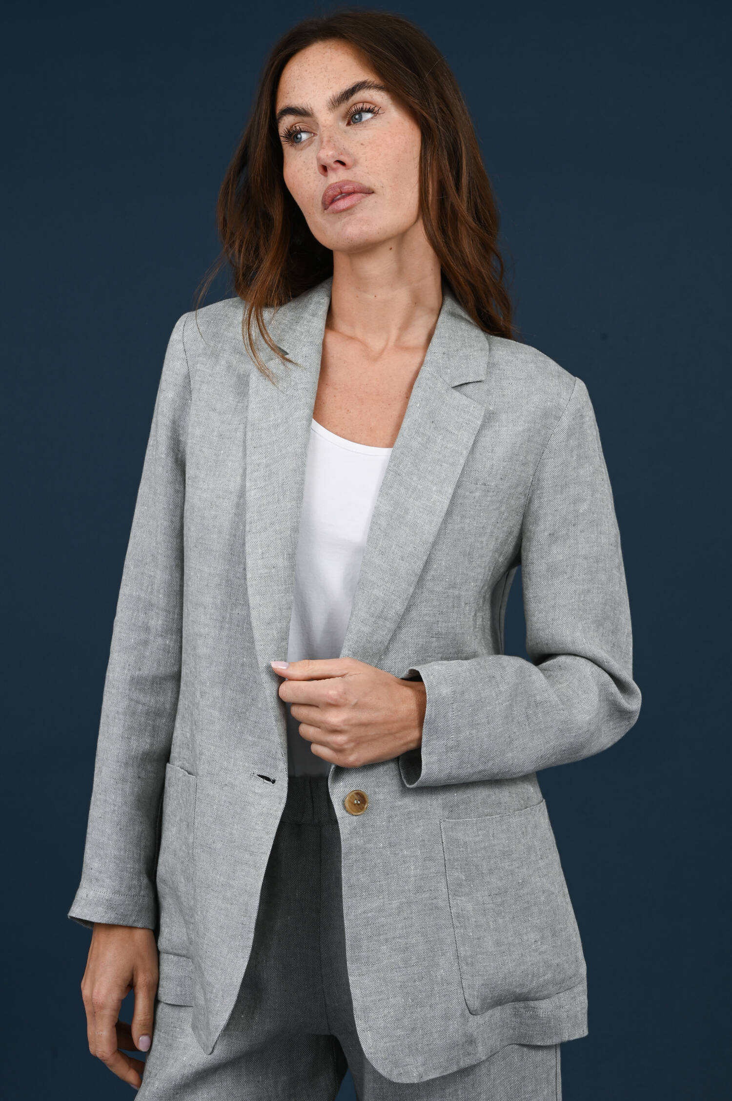 Leinenblazer in Powder Blue