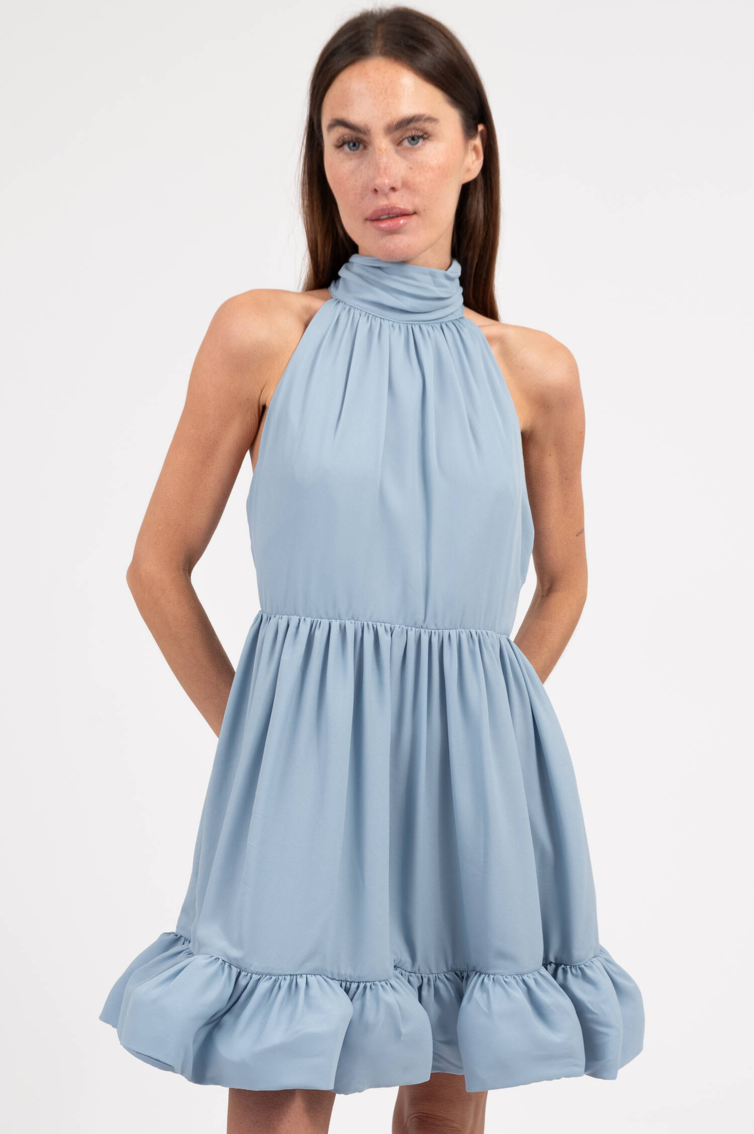 Volantkleid FERN in Skyblau