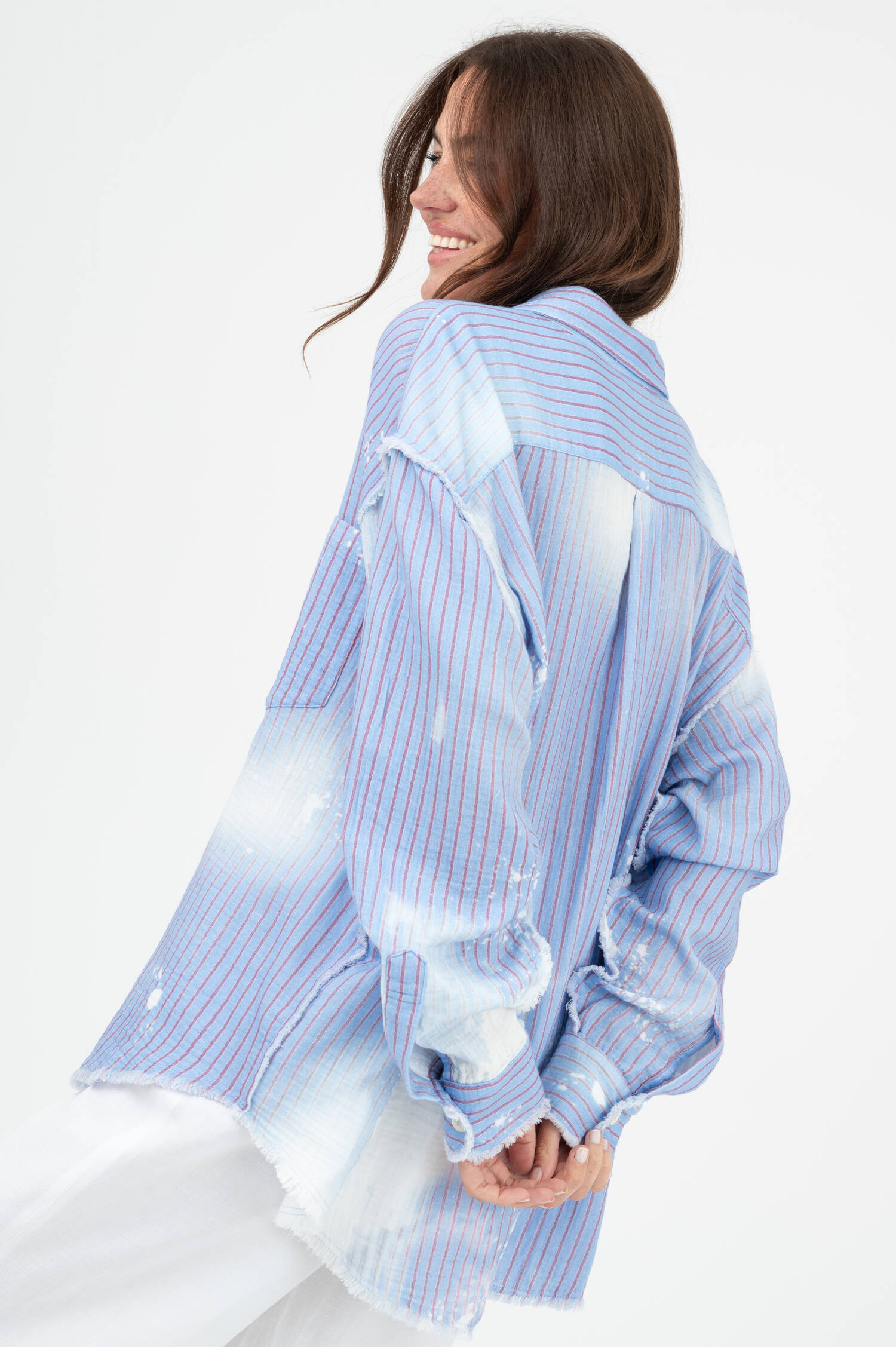 Musselin Bluse HARVEY in Blau Musselin Bluse HARVEY in Blau
