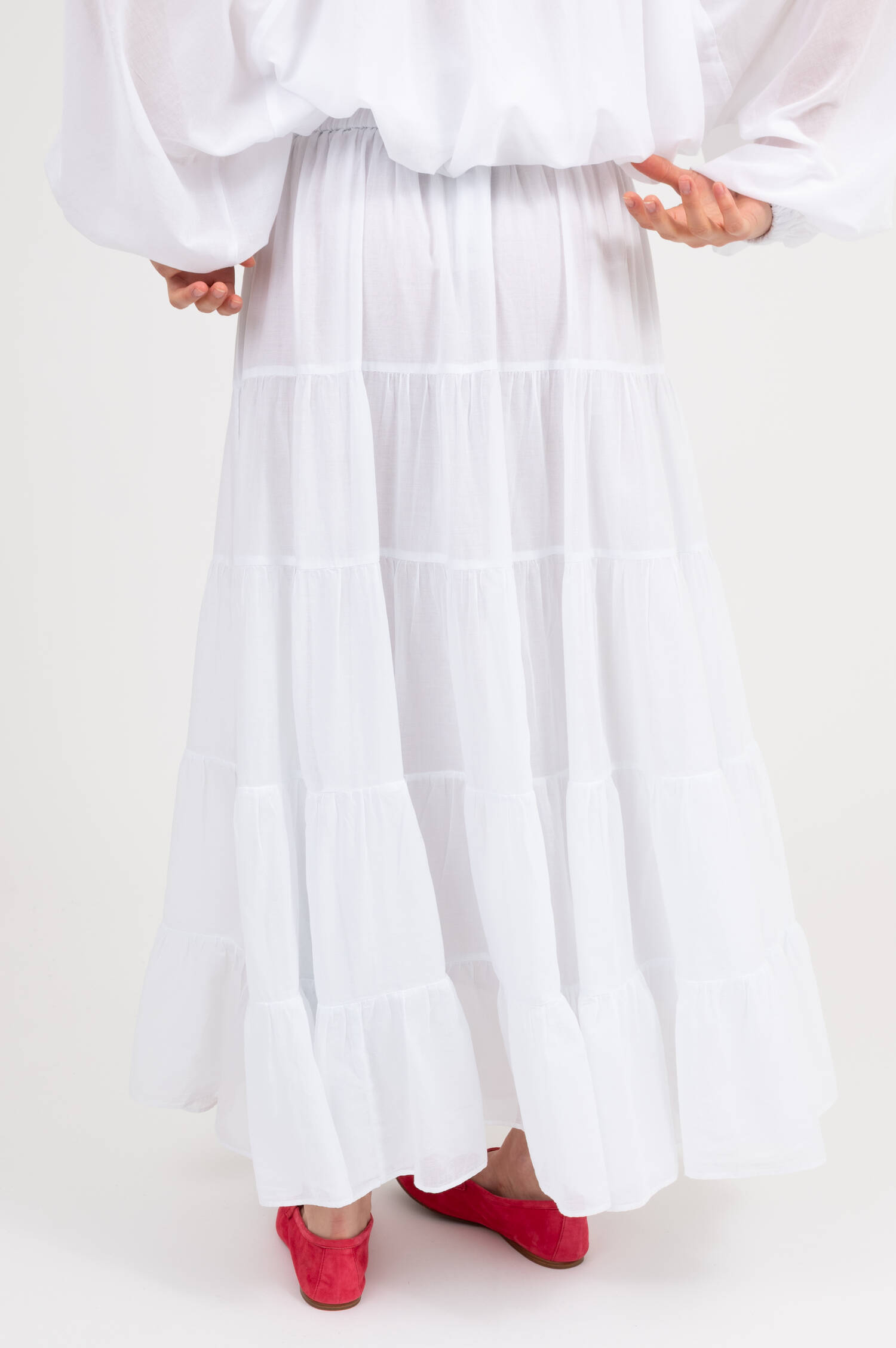 Stufenschlupfrock in Weiß