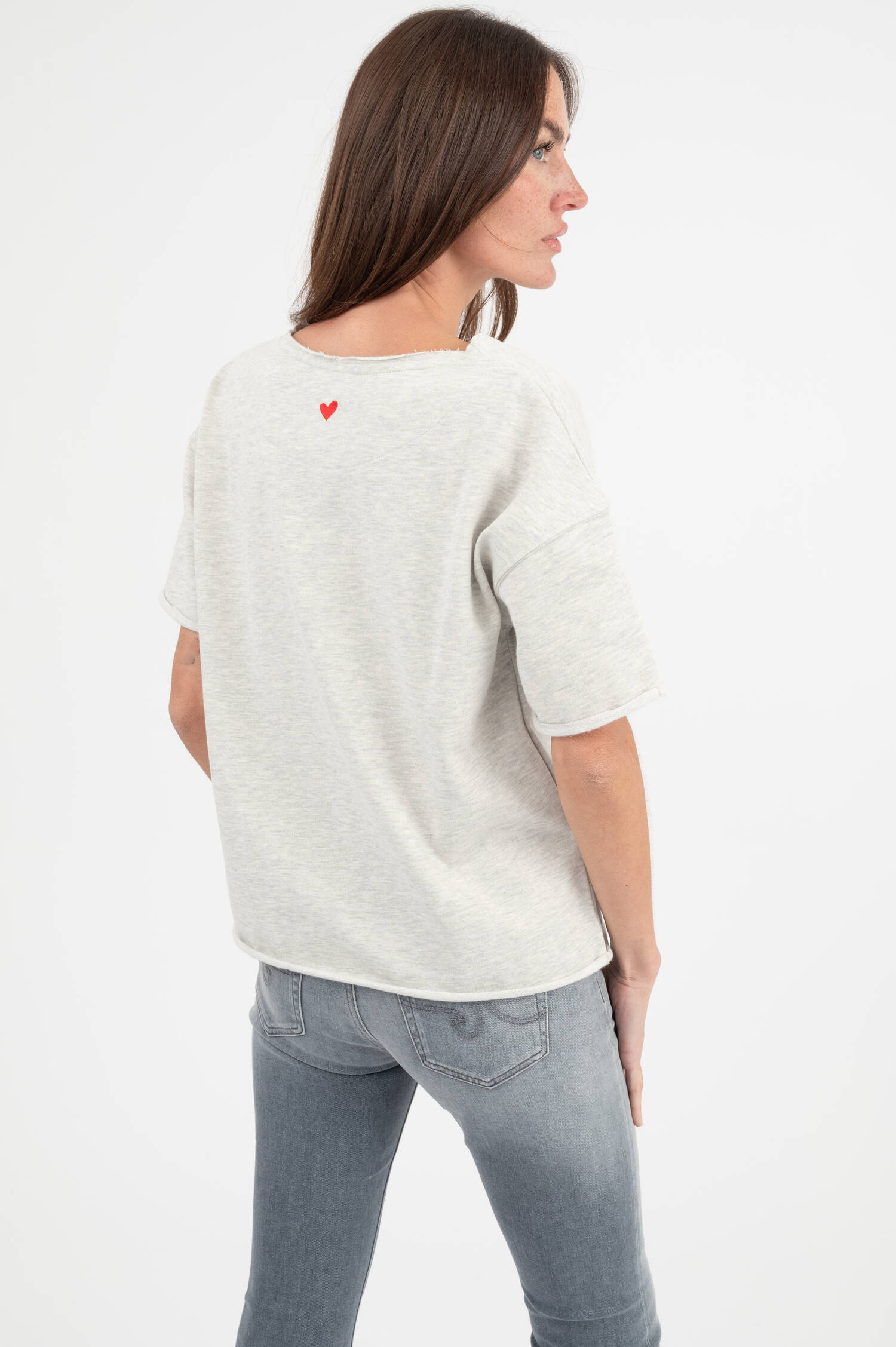 Sweat T-Shirt mit Illustration in Grau meliert Sweat T-Shirt mit Illustration in Grau meliert