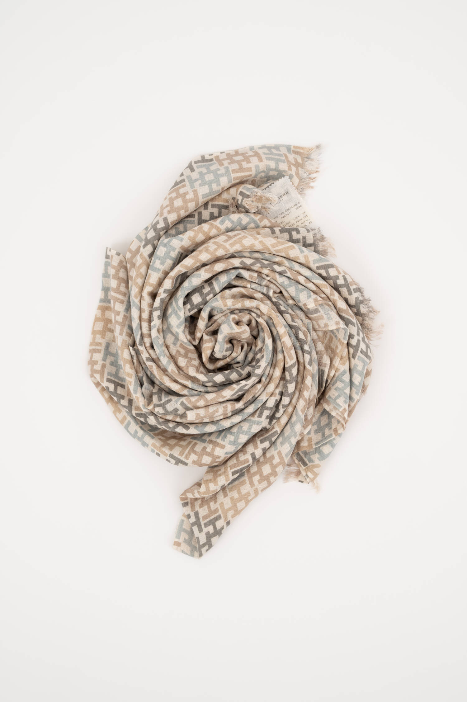 Cashmere-Seiden-Schal ALIKI in Blau/Taupe