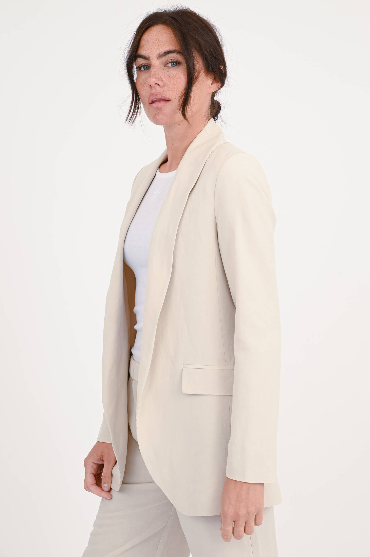 Oversize-Blazer mit Schalkragen in Natur