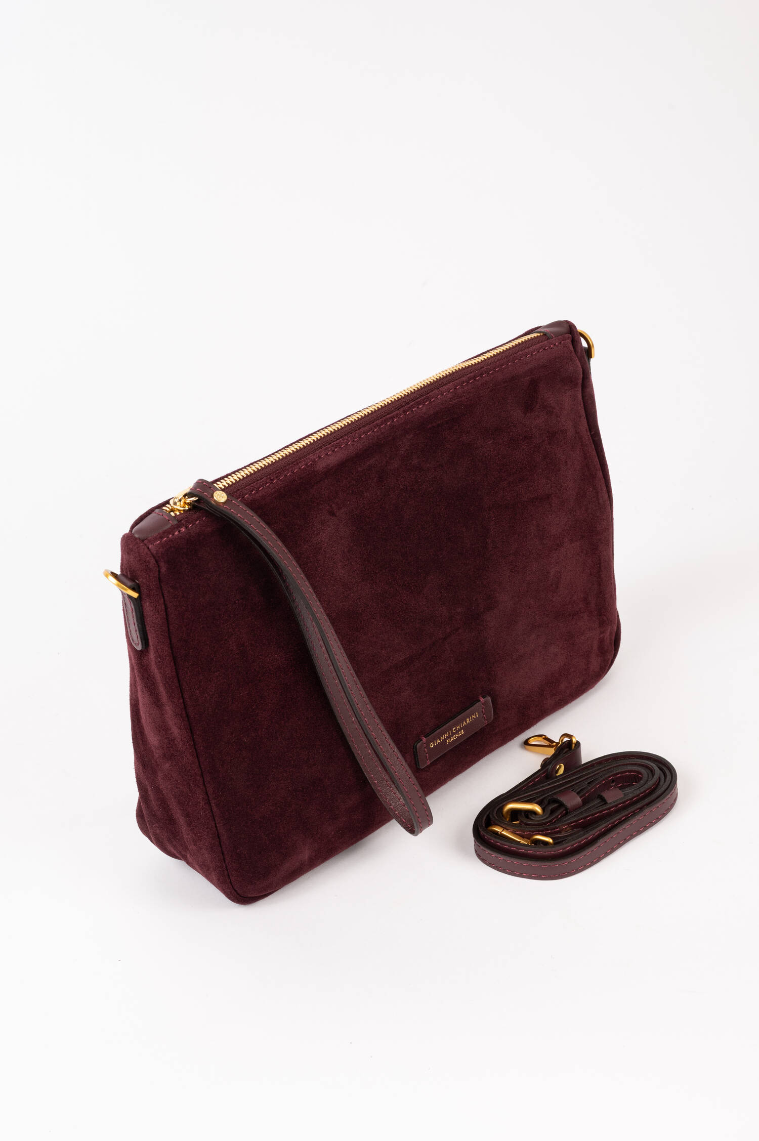 Veloursleder Pouch NORA in Bordeaux