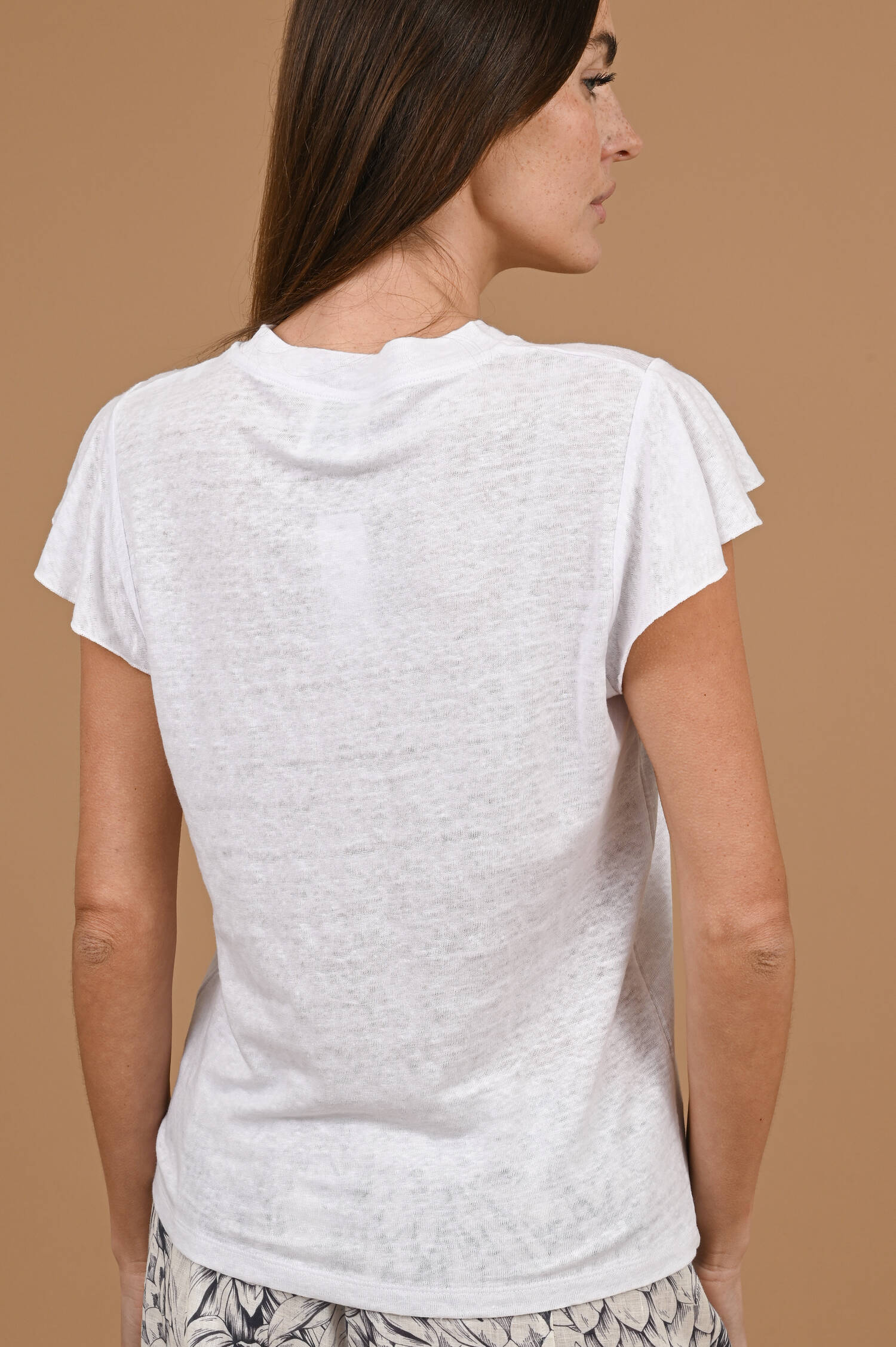 Leinenshirt mit Flügelärmel in Weiß