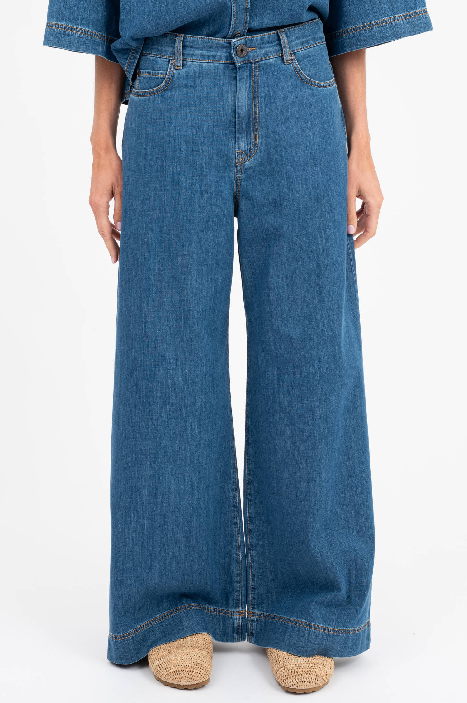 Wide Leg Jeans VEGA in Mittelblau Wide Leg Jeans VEGA in Mittelblau