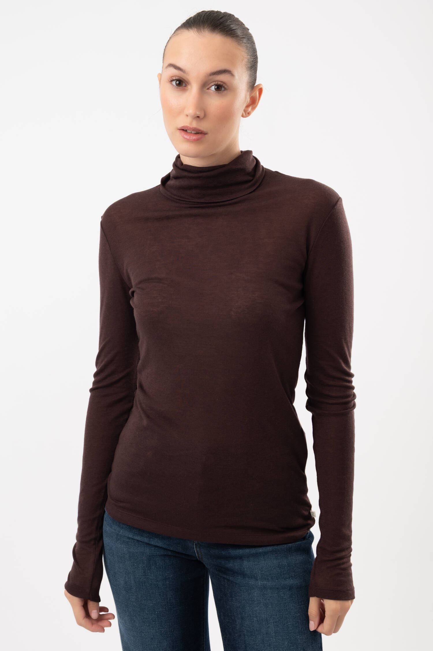 Langarm-Rollkragenshirt in Braun Langarm-Rollkragenshirt in Braun