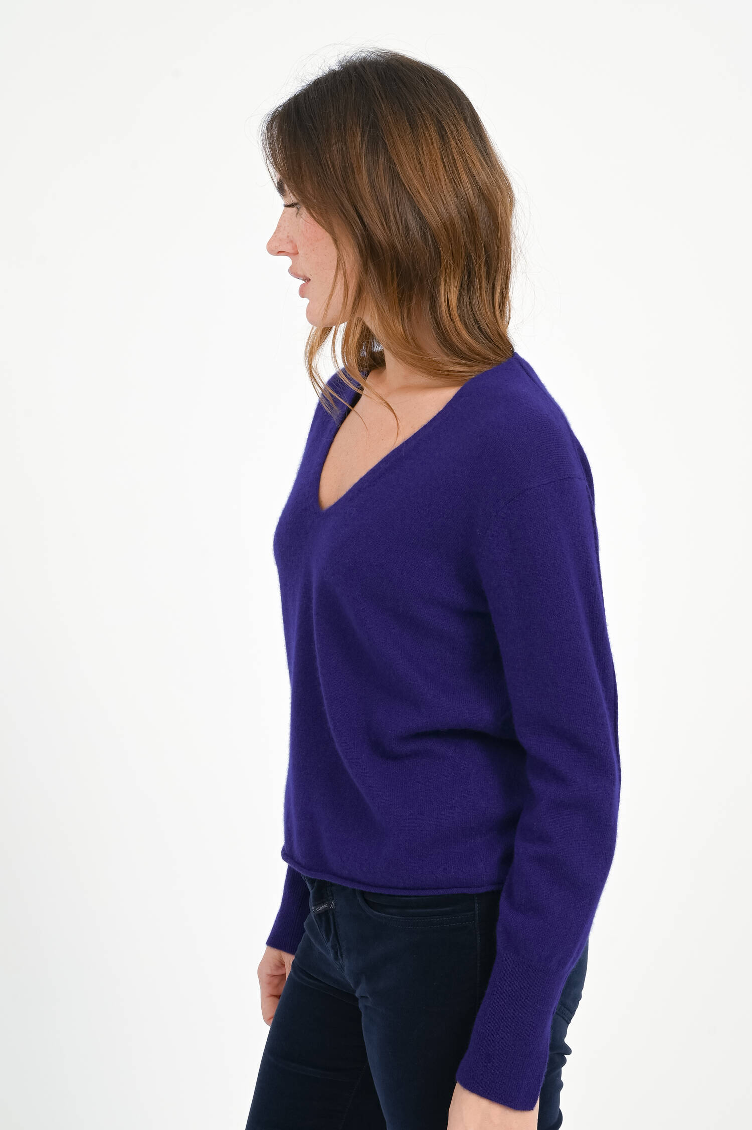 Cashmere-Pullover mit V-Neck in Kobaltblau Cashmere-Pullover mit V-Neck in Kobaltblau