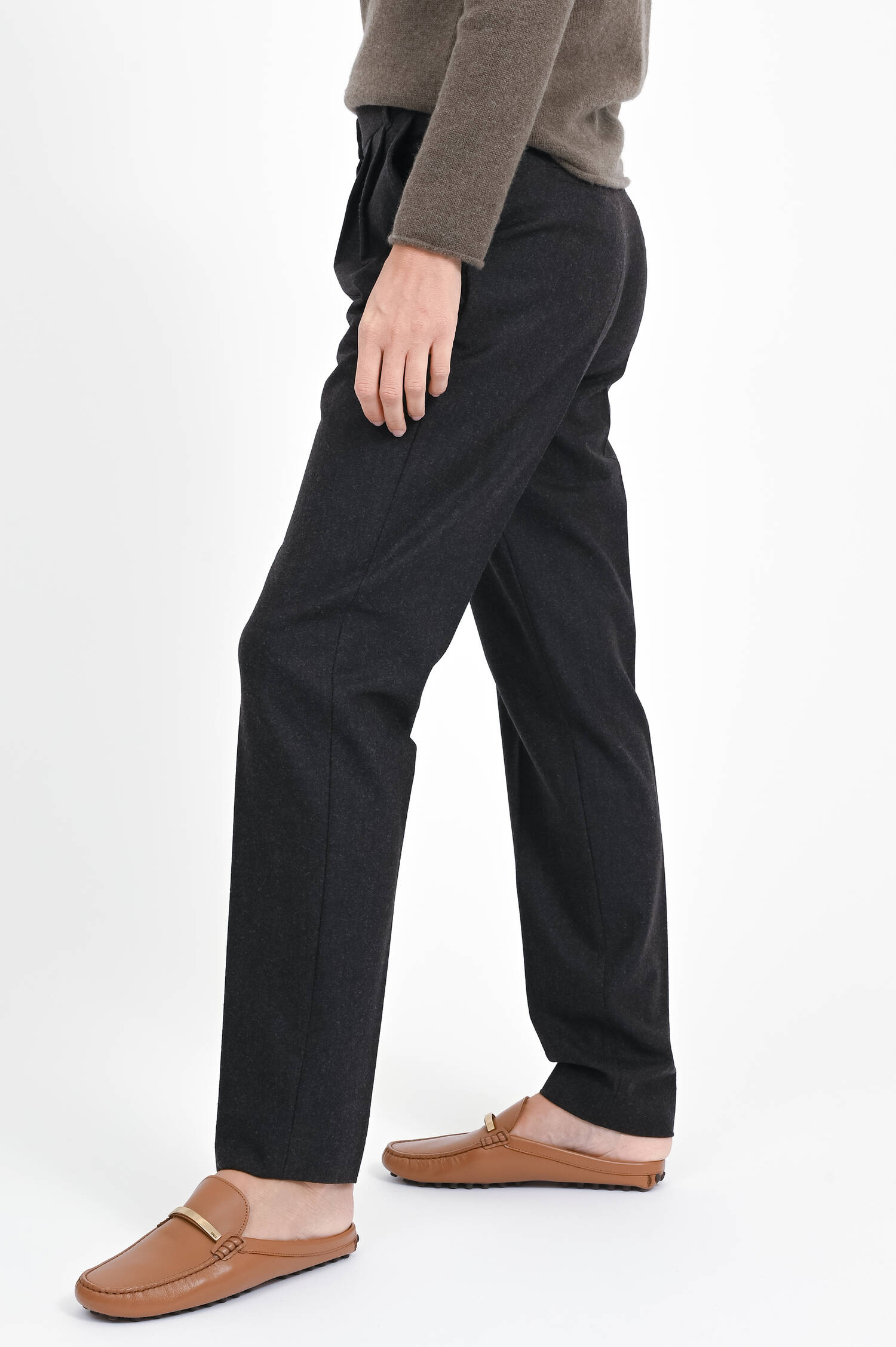 Flanell Hose FABIOLA in Graubraun