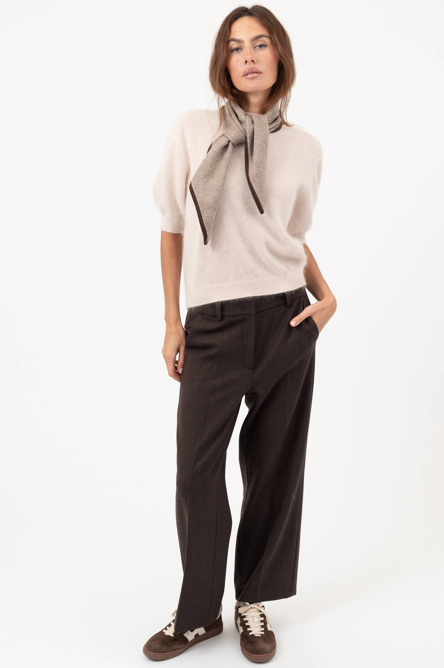Woll-Mix-Schal SOPHIE in Taupe/Braun