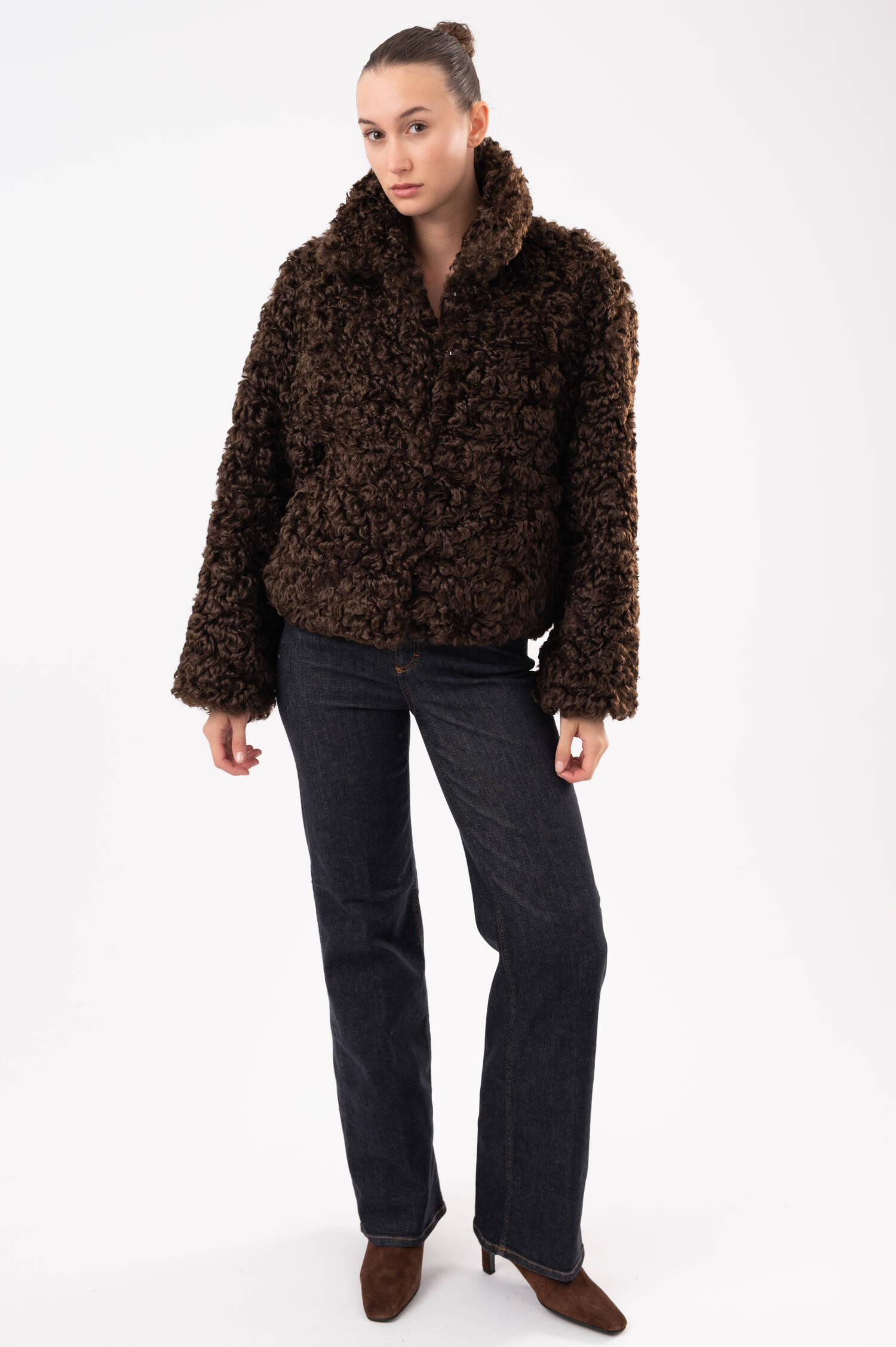 Faux-Fur-Jacke in Braun