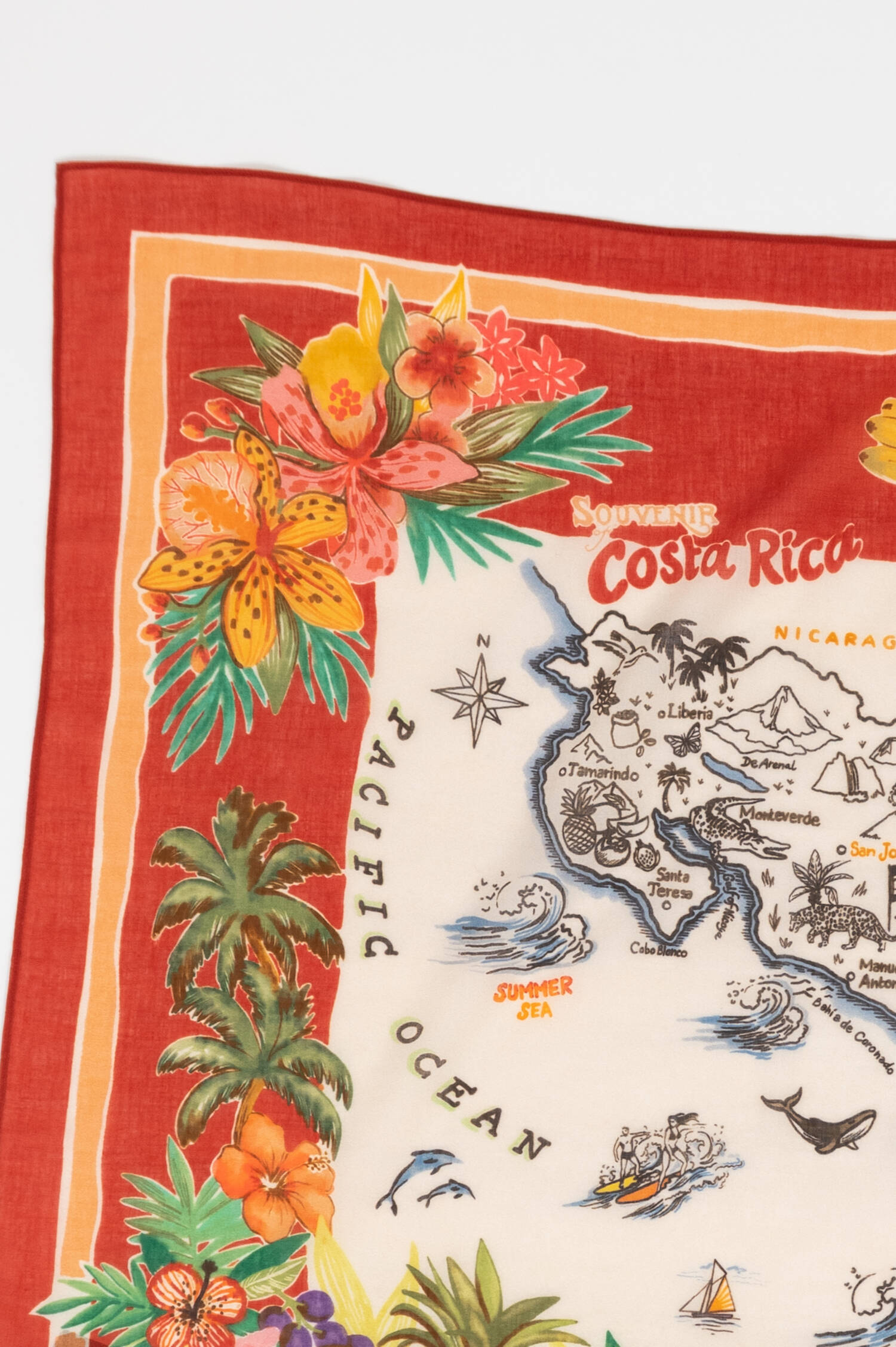 Gemustertes Tuch COSTA RICA in Rot