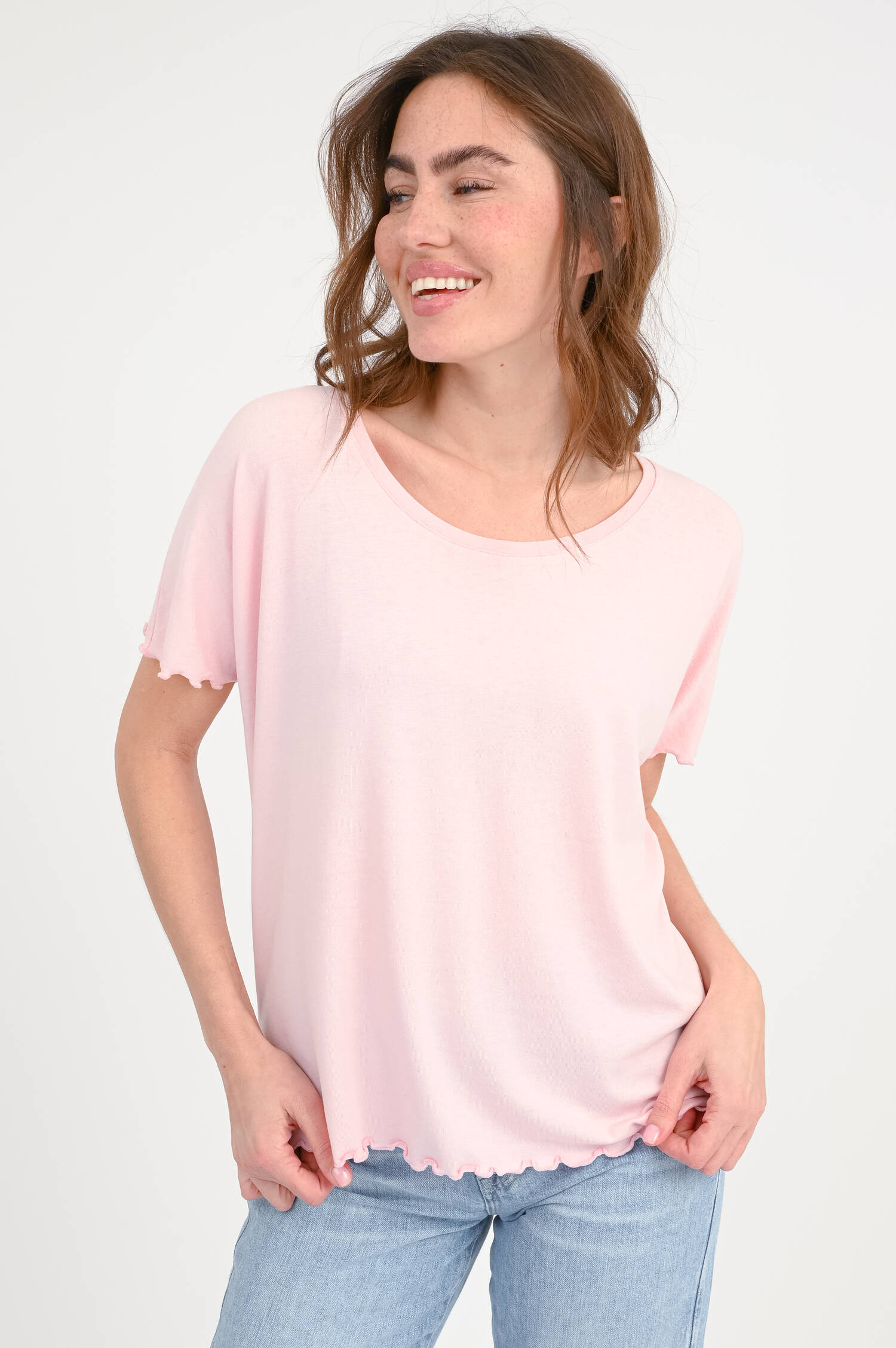Oversize-Kurzarmshirt ADELA in Rosa