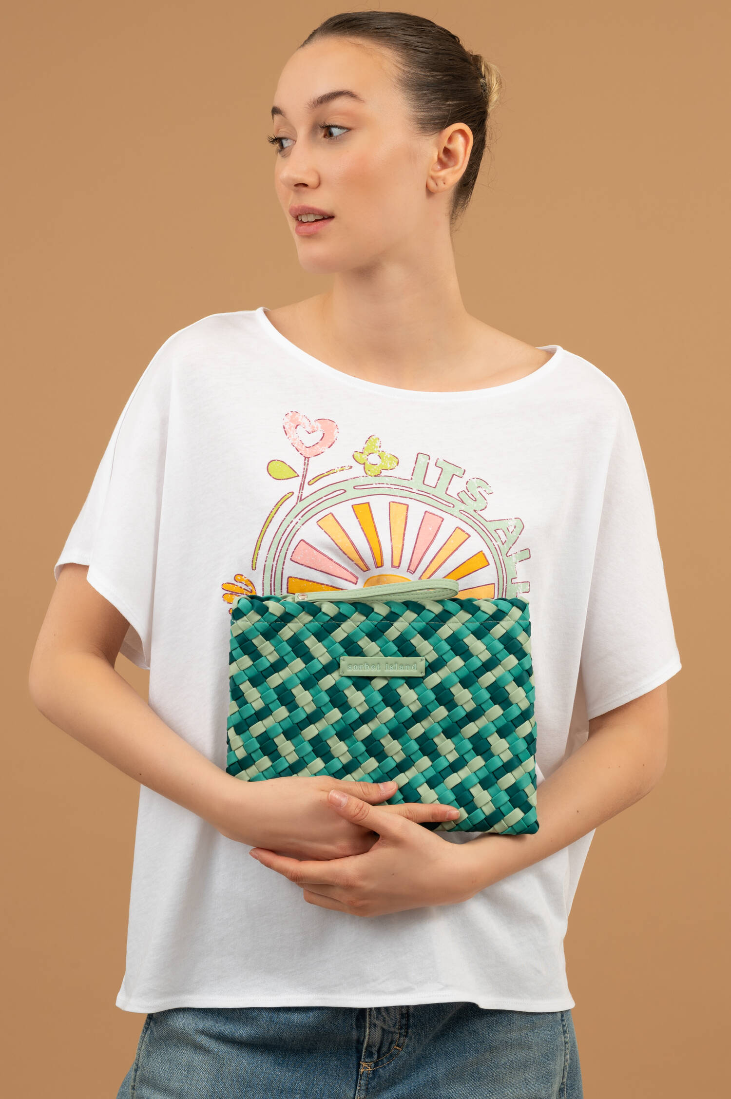 Neopren Clutch in Türkis/Grün Neopren Clutch in Türkis/Grün
