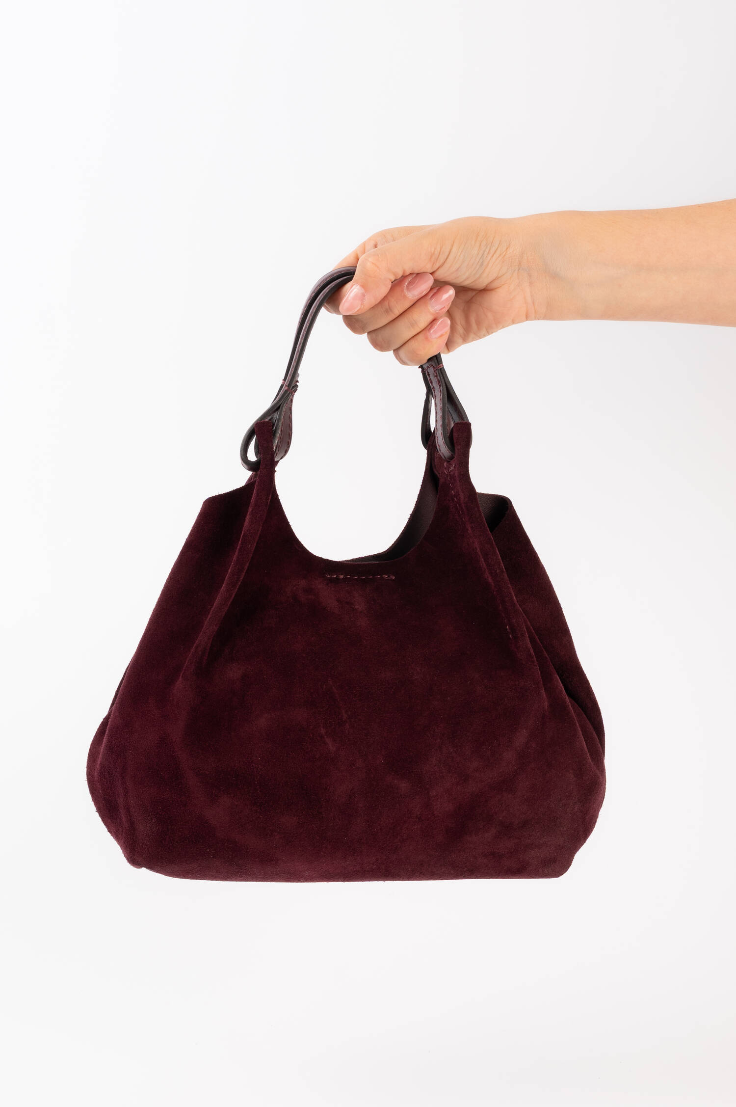 Kleine Veloursleder Tasche DUA in Bordeaux