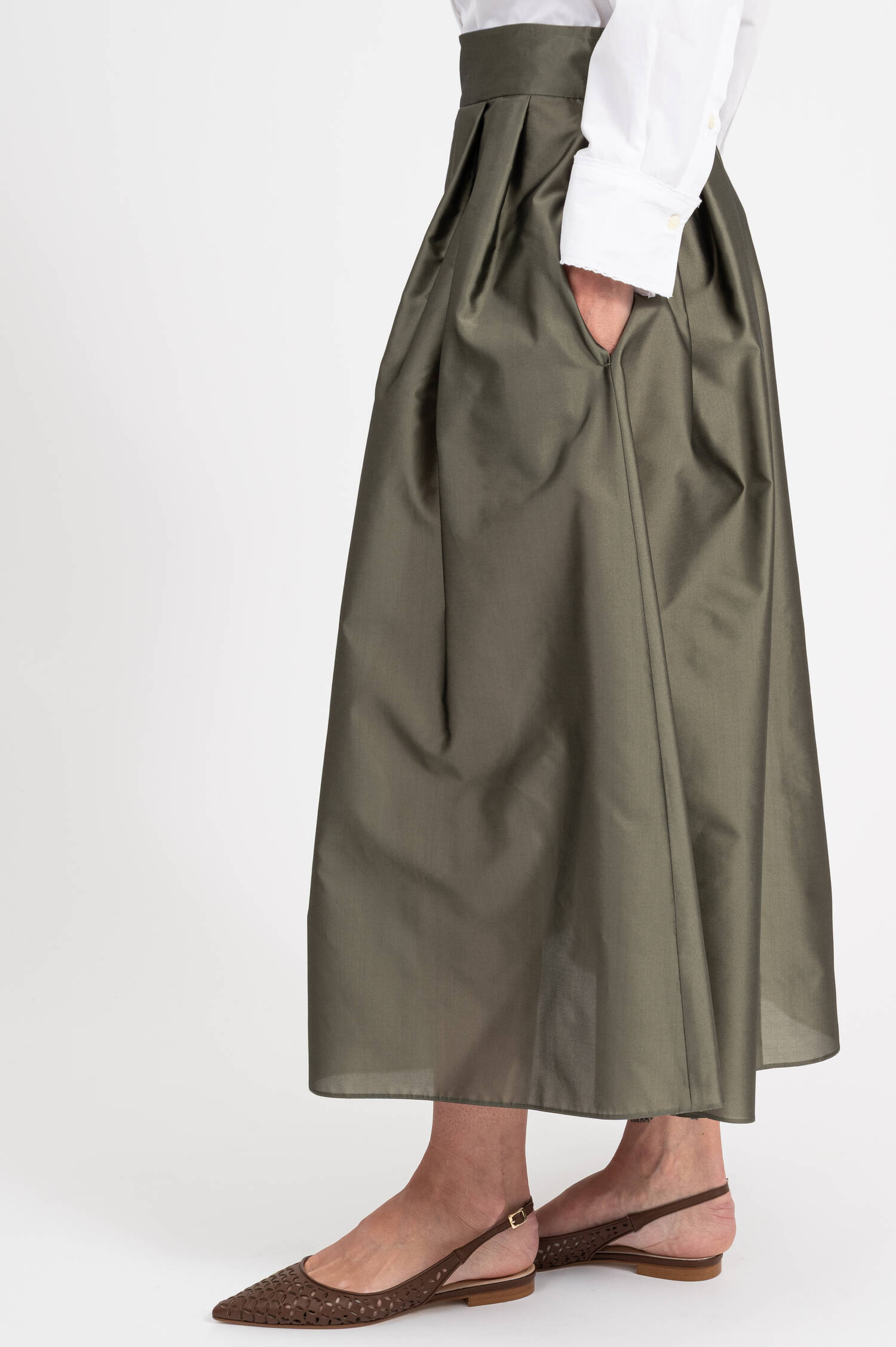 Satin-Rock EFFETTO in Dunkelgrün