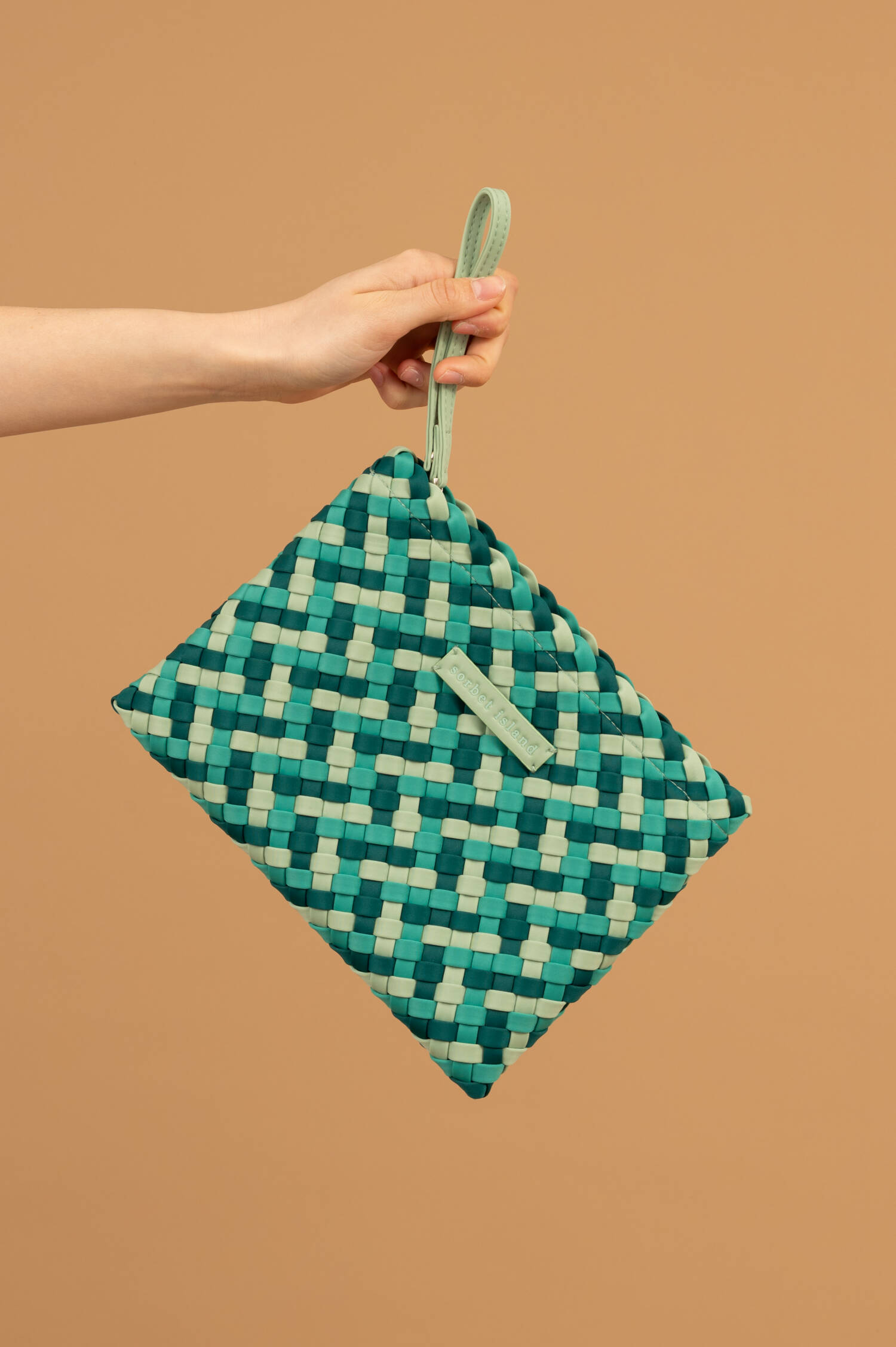 Neopren Clutch in Türkis/Grün