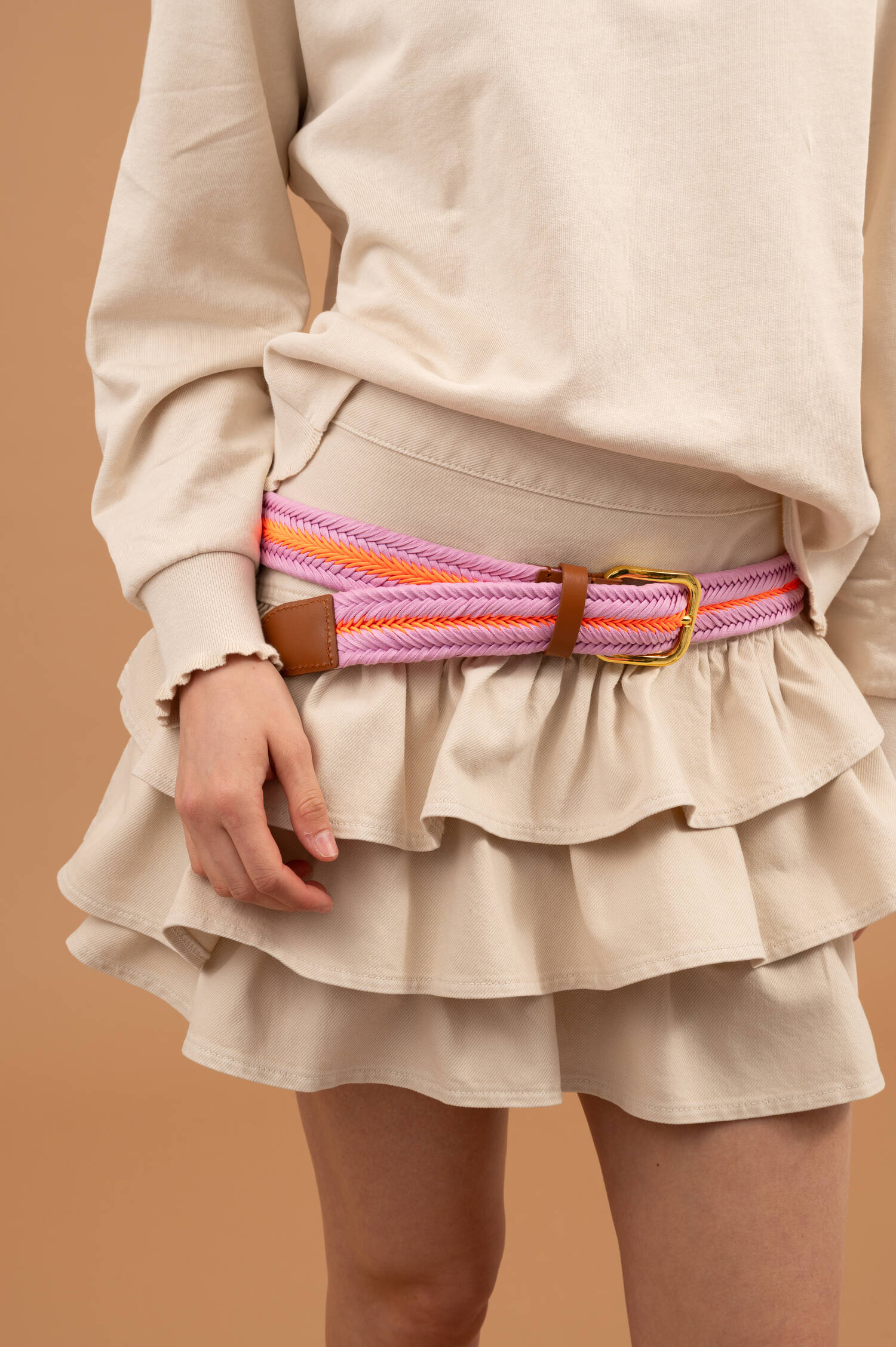 Flechtgürtel JINTONIC in Rosa/Orange