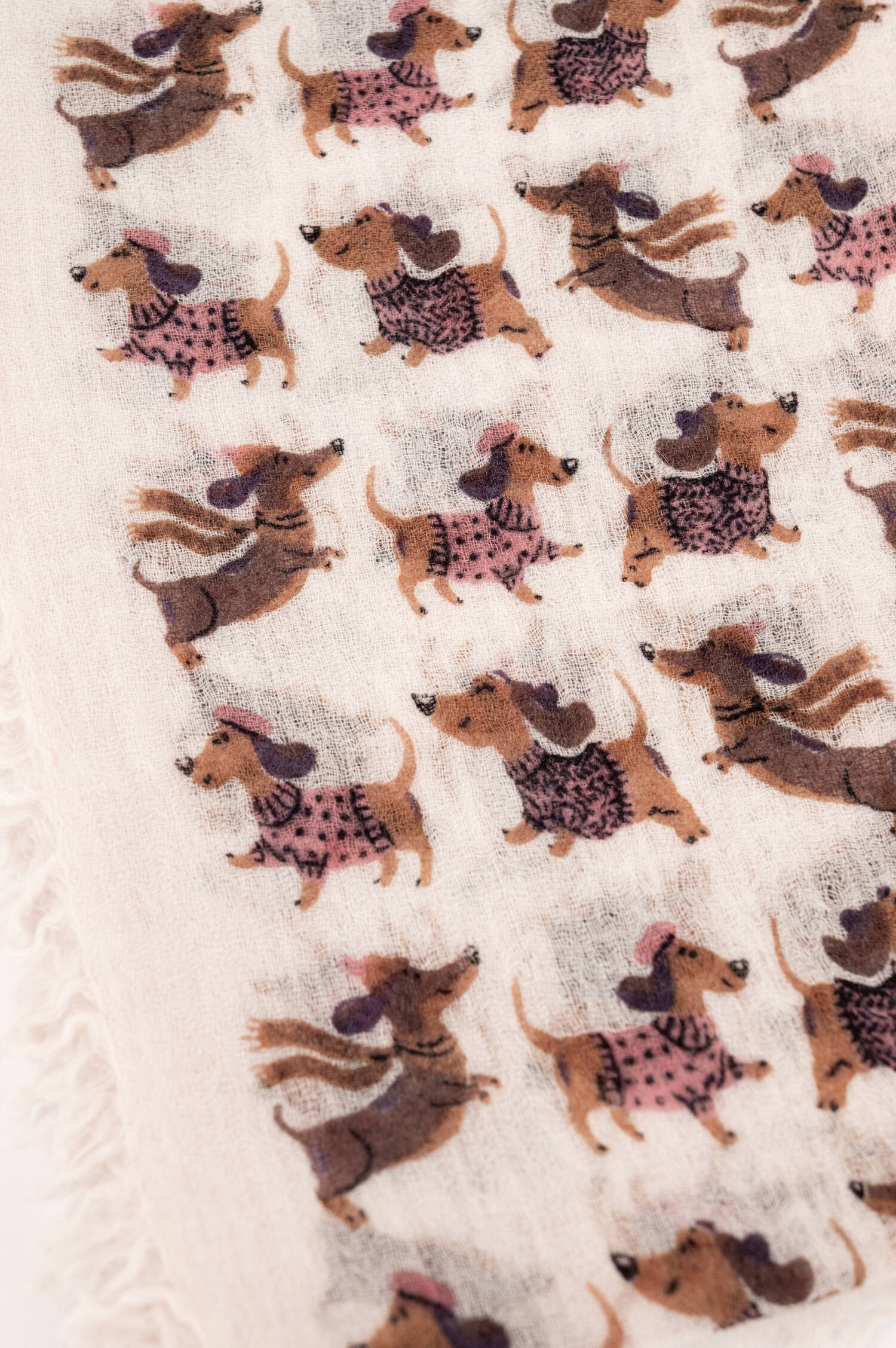 Woll-Schal mit Hunde-Print in Beige/Rosa Woll-Schal mit Hunde-Print in Beige/Rosa