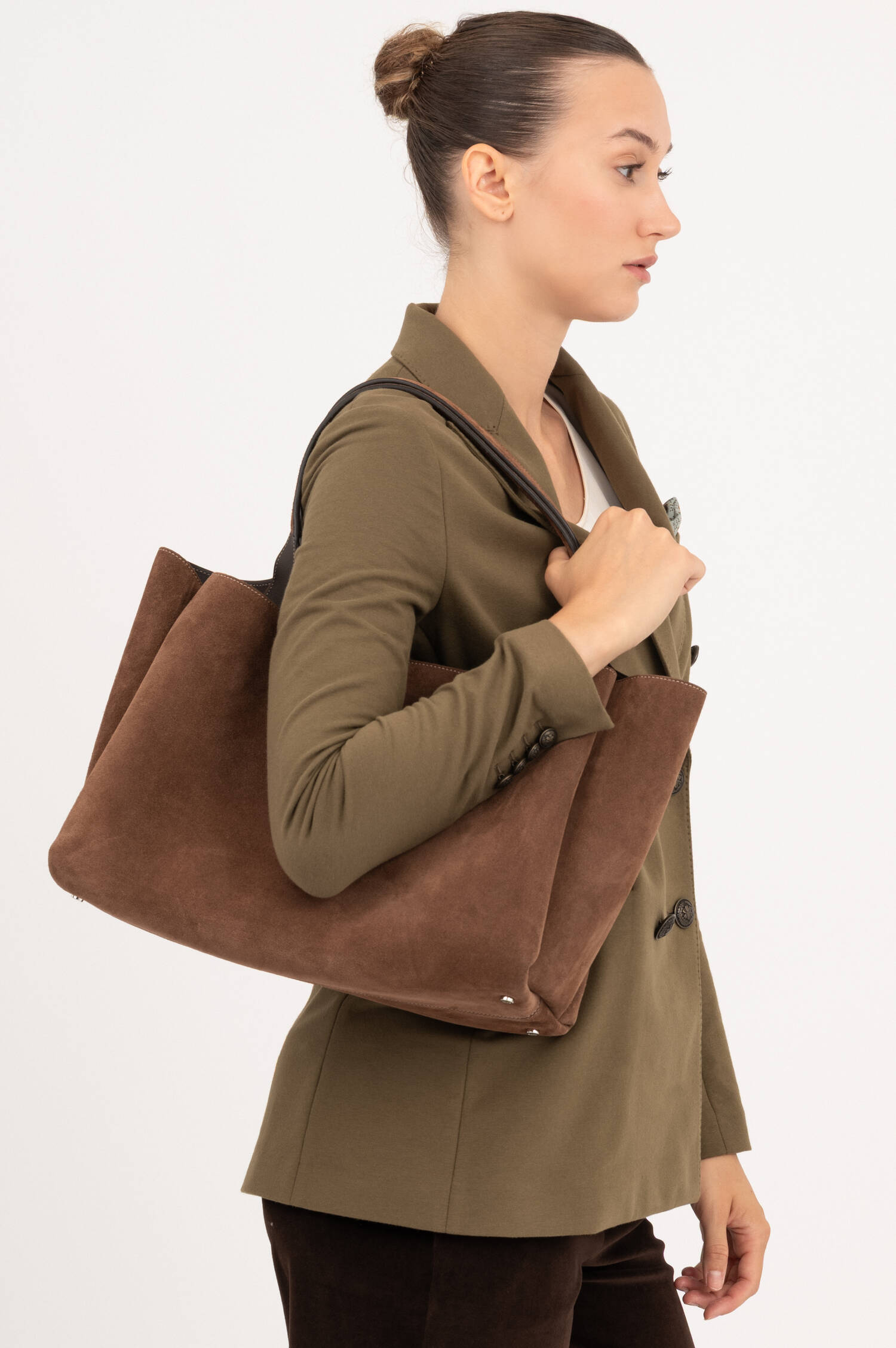Suede Tote Bag in Braun