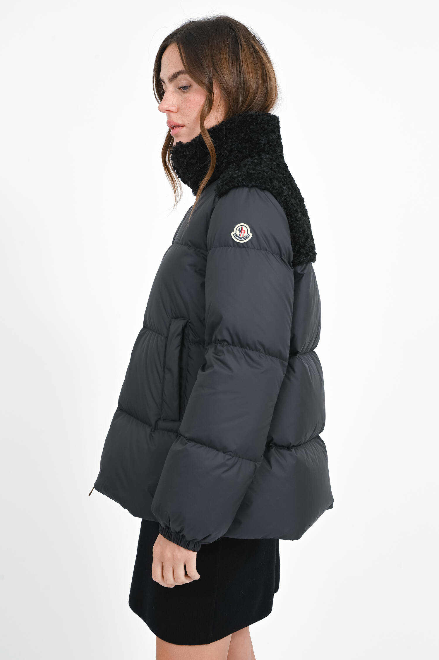 Daunenjacke ESNAIE mit Teddyfleece in Schwarz