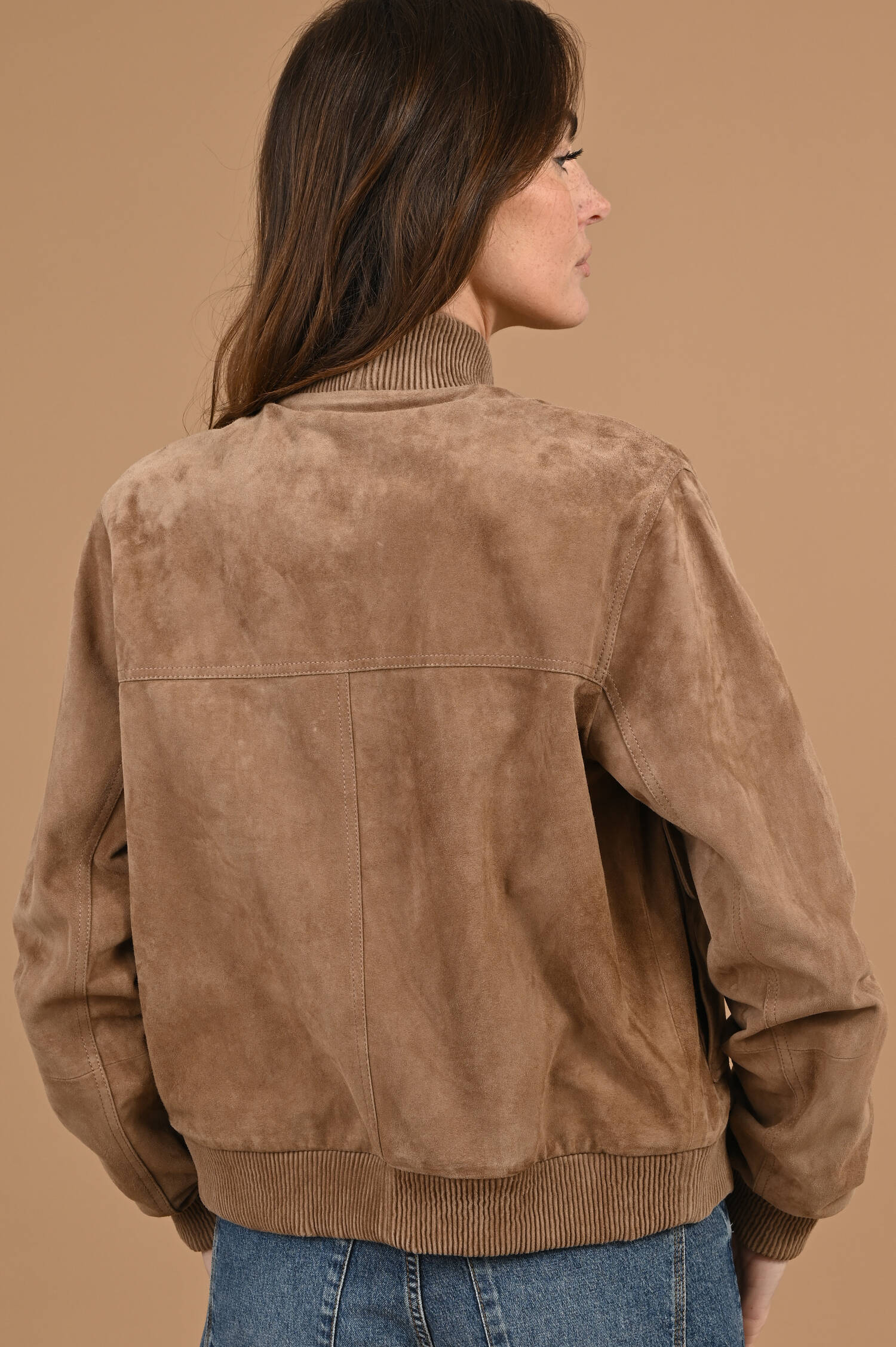 Lederbomberjacke in Braun