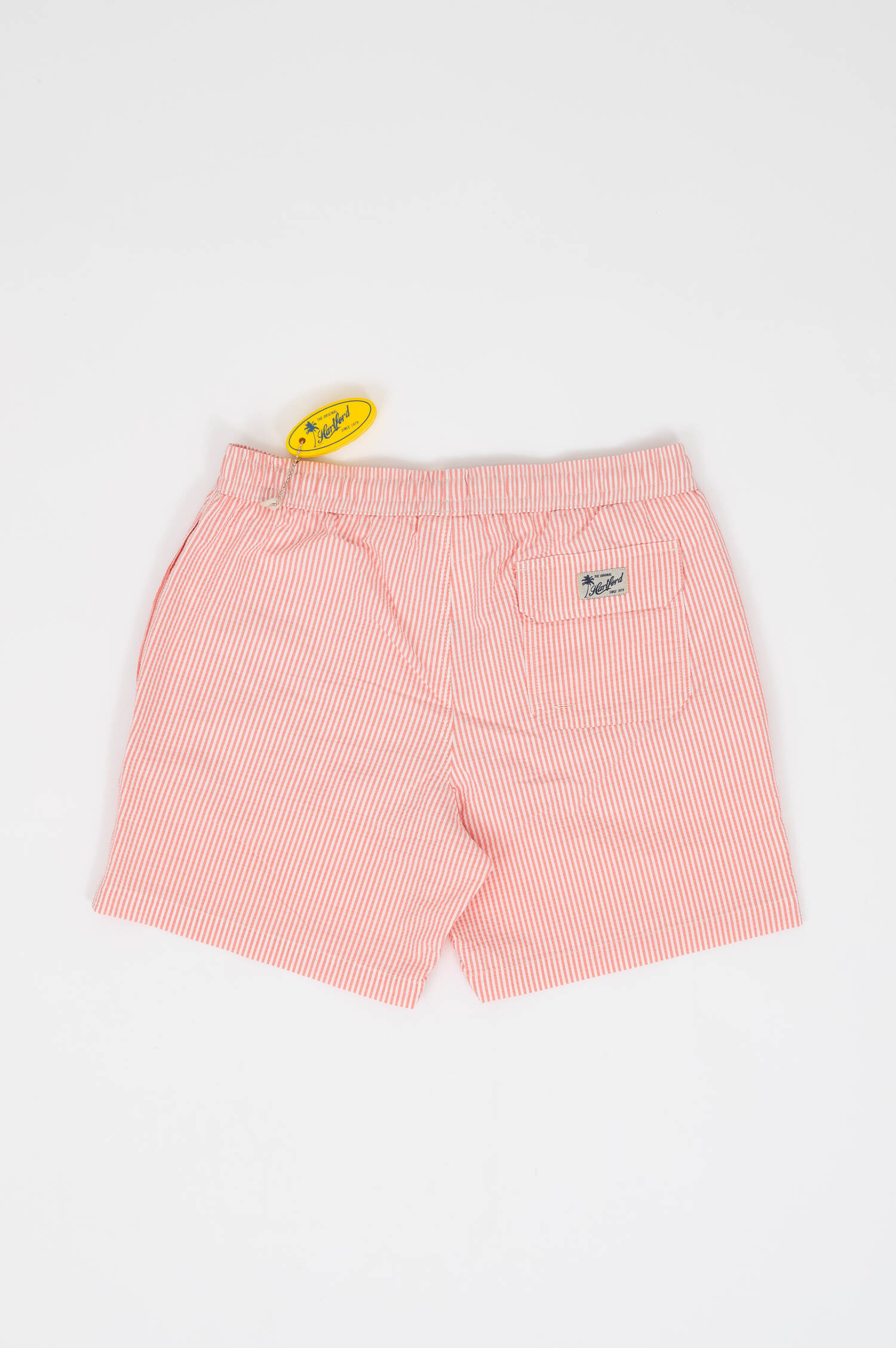 Badehose in Korall/Weiß gestreift