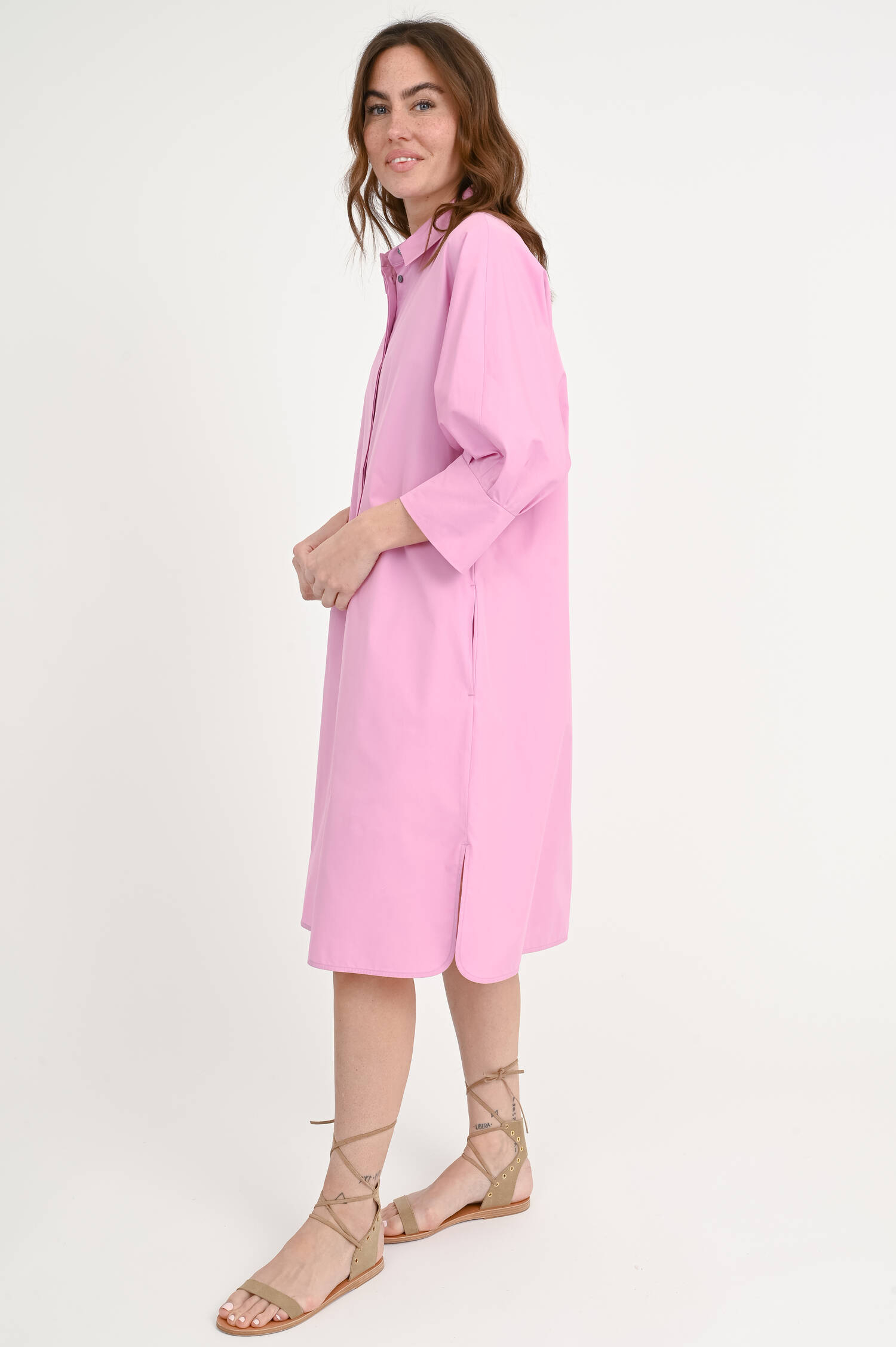 Baumwoll-Kleid TABATA mit Gürtel in Candy Pink