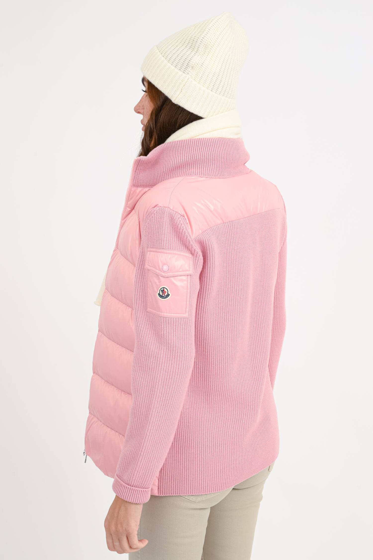 Hybrid Strickjacke in Rosa