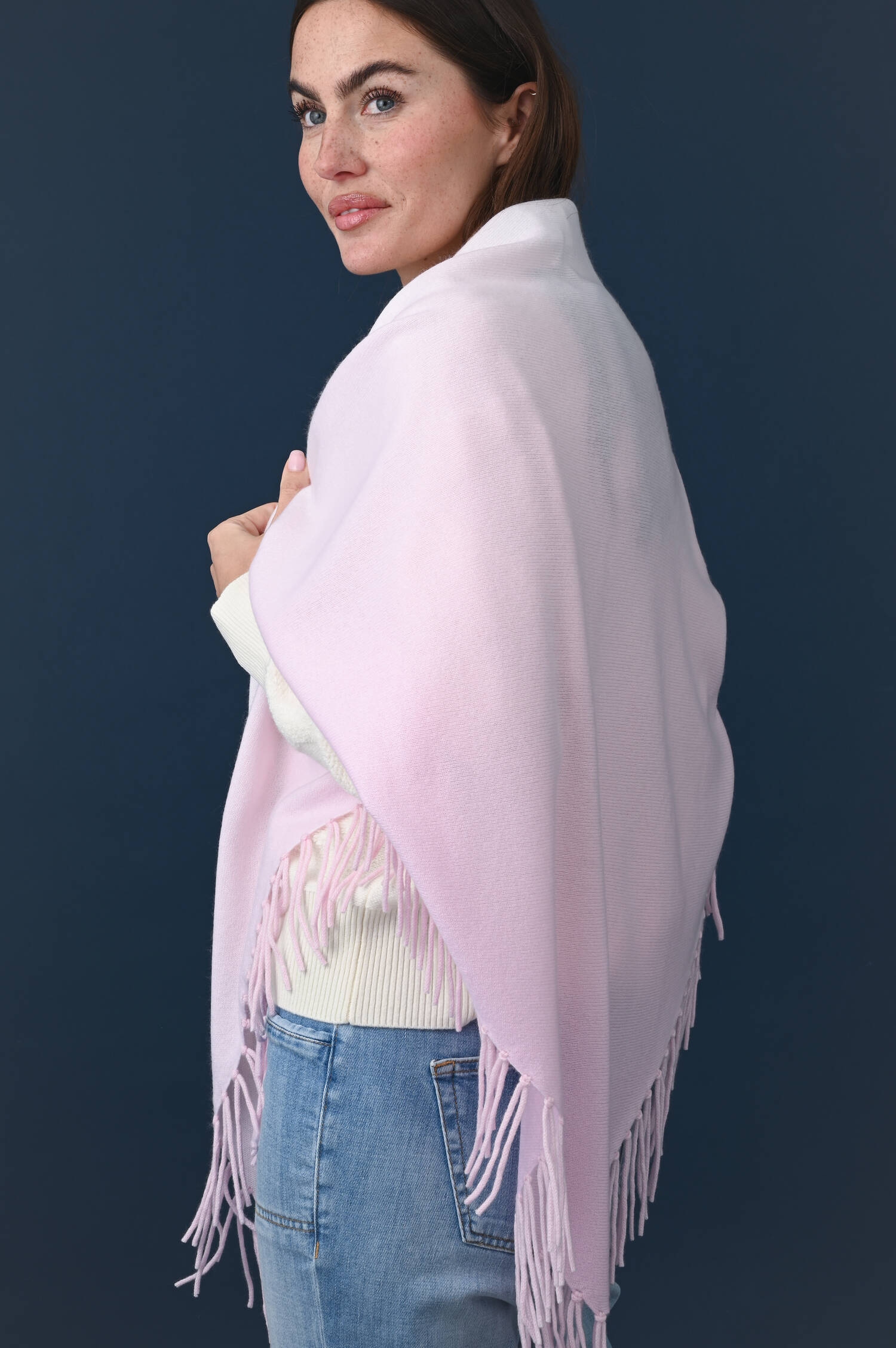 Dreieckstuch aus Woll-Cashmere in Sakurarosa