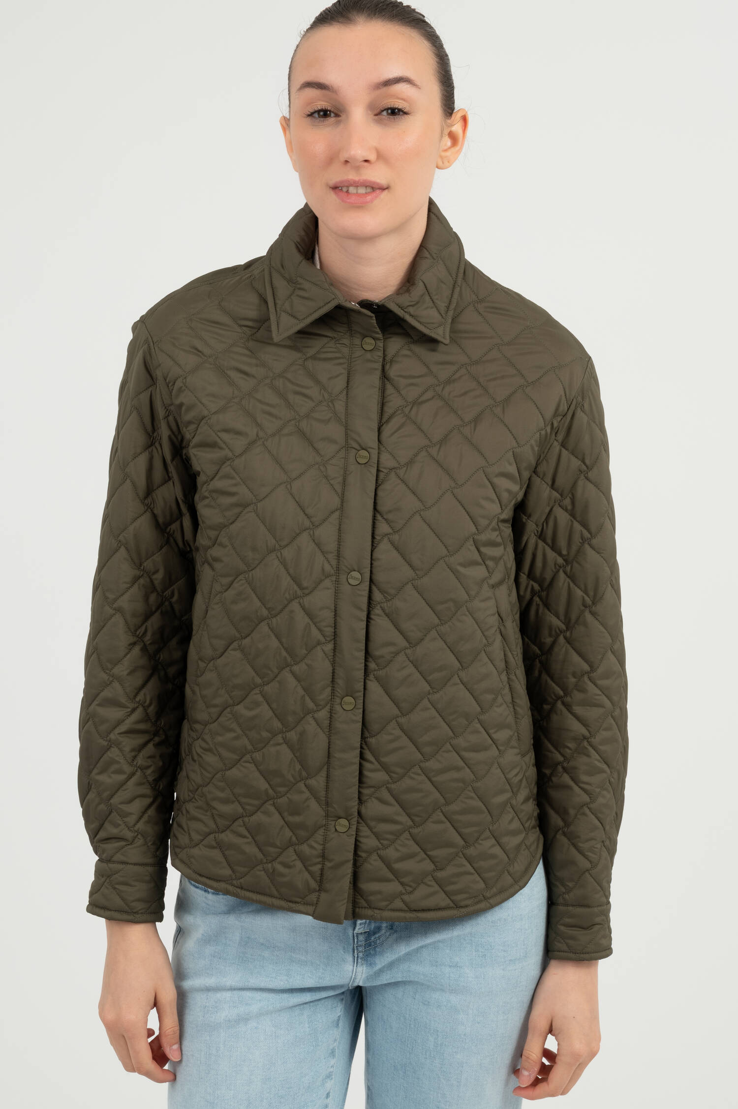 Steppjacke mit Rautenmuster in Olive