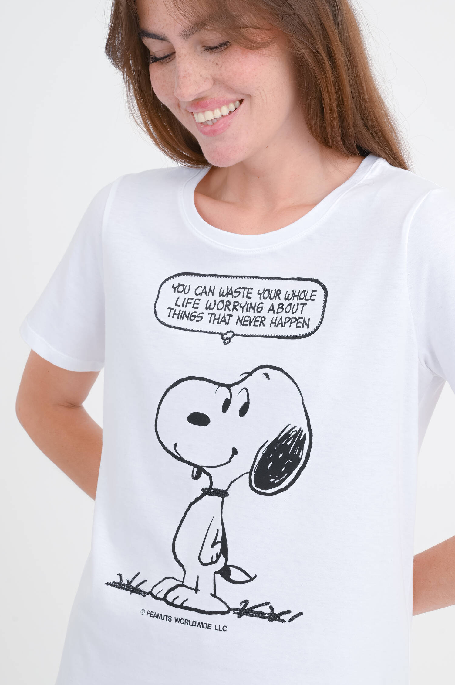T-Shirt mit Snoopy-Print in Weiß