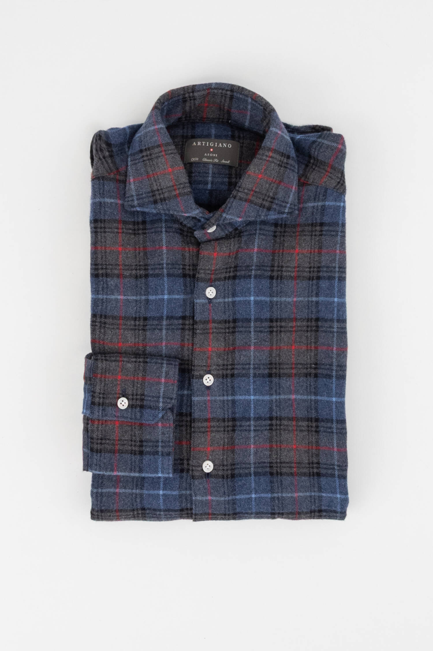 Flanell Hemd in Grau/Blau/Rot