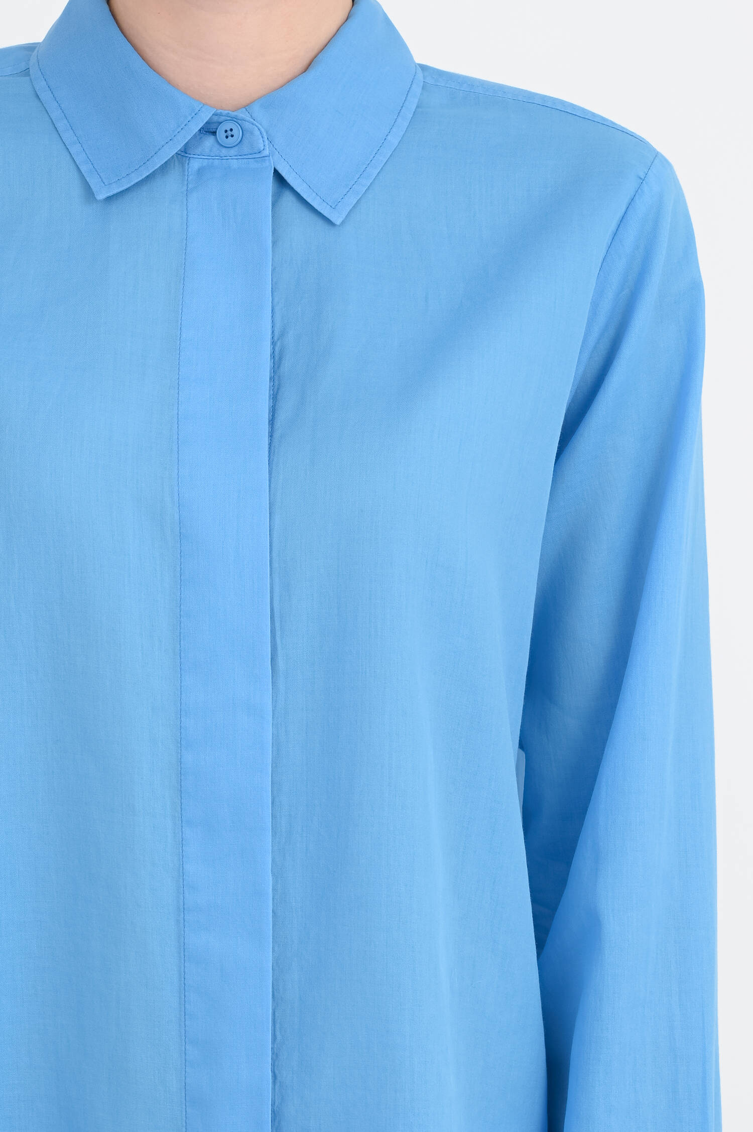 Baumwoll-Bluse in Cornflower Blue