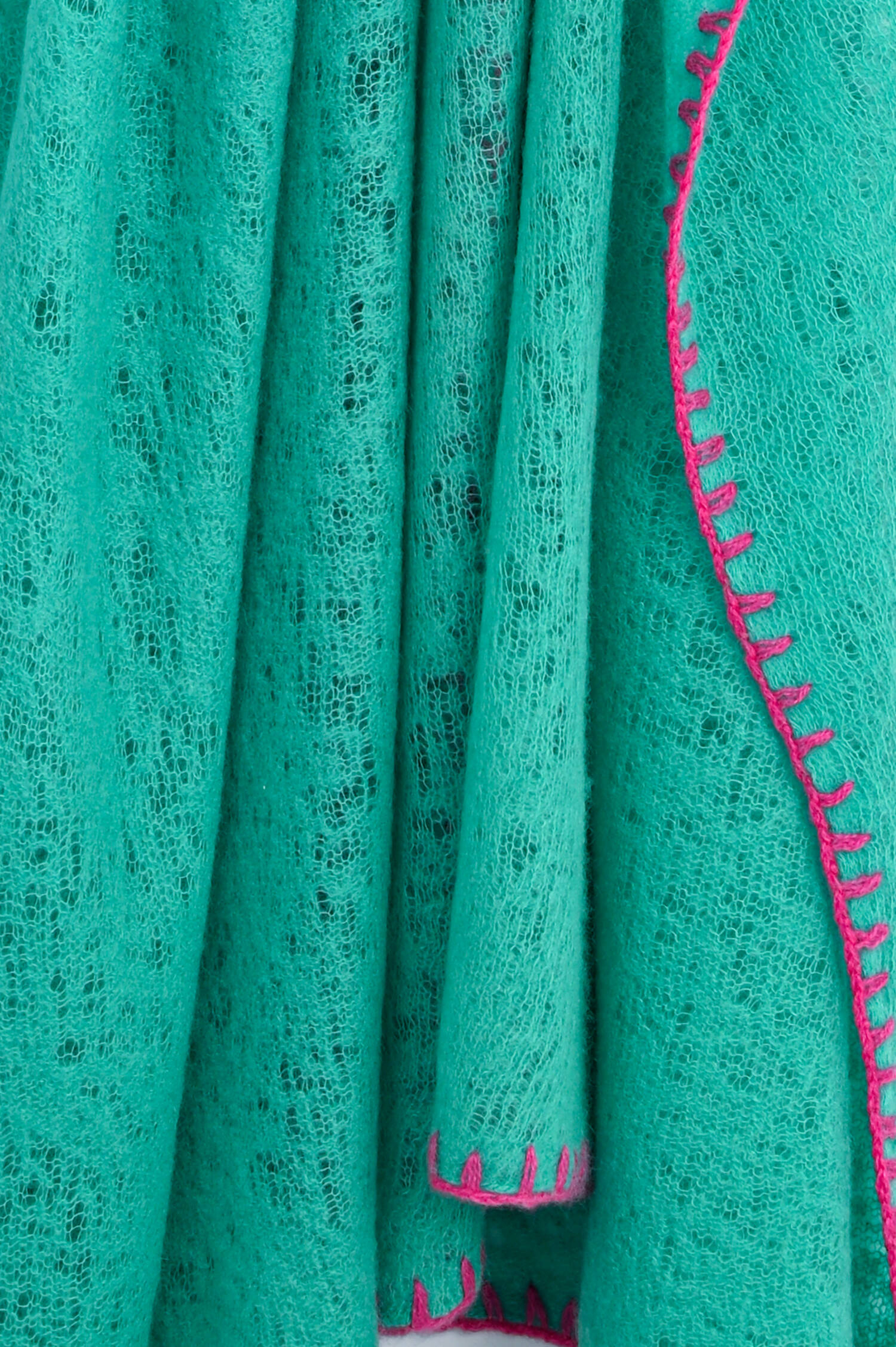 Cashmere Schal in Türkisgrün/Magenta